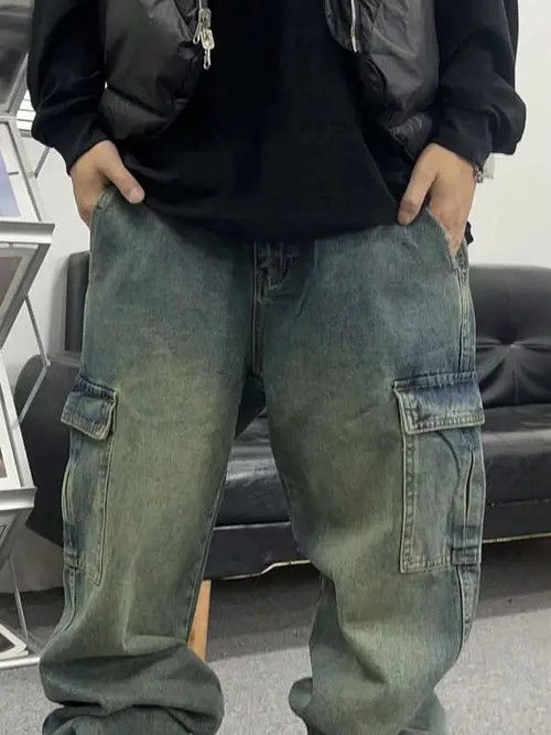 Japanese Brand Washed 90s Cargo Drip Jeans Size US 36 / EU 52 - 4 Thumbnail