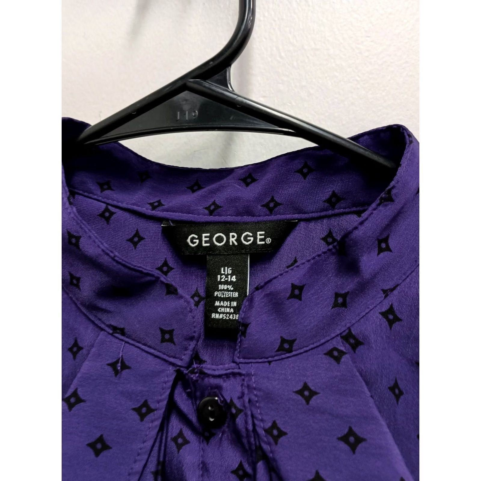 George VINTAGE George Blouse Womens Large Purple Printed Ruffle 90s Preppy Office Gothic Purple Blouse Womens L 90s City Romantic Whimsygoth Size L / US 10 / IT 46 - 3 Thumbnail