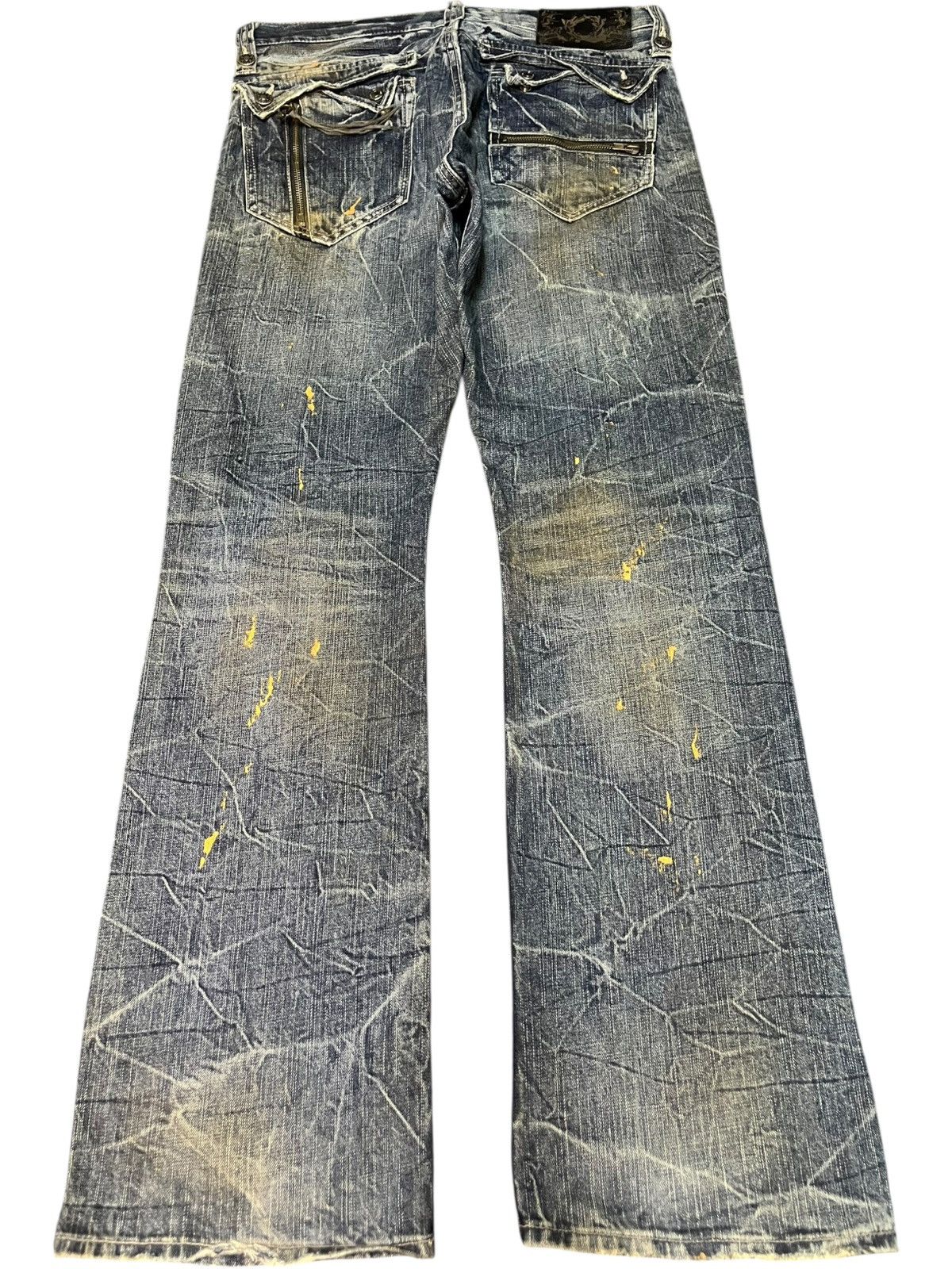 If Six Was Nine Vintage Japanese Brand Rusty Wash Punk Flare Jeans Size US 34 / EU 50 - 2 Thumbnail