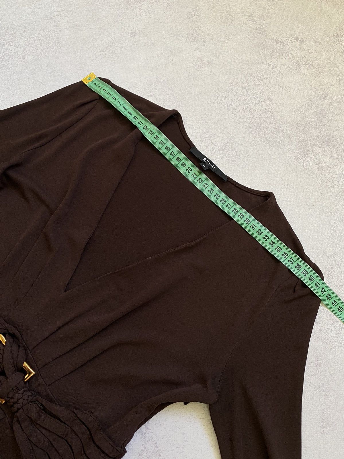 Gucci Gucci Womens Chocolate Brown V Neck Knee Length Dress Size M Size M / US 6-8 / IT 42-44 - 20 Thumbnail