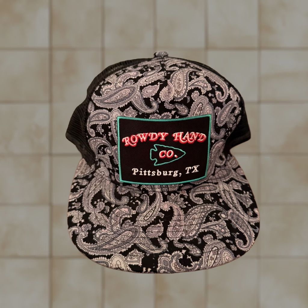 Vintage Rowdy Hand Co. Men’s Black Trucker Baseball Cap Hat Patch Adjustable Snapback Hat Cap Mens Adjustable Black Patch Baseball Cap Size ONE SIZE - 1 Thumbnail