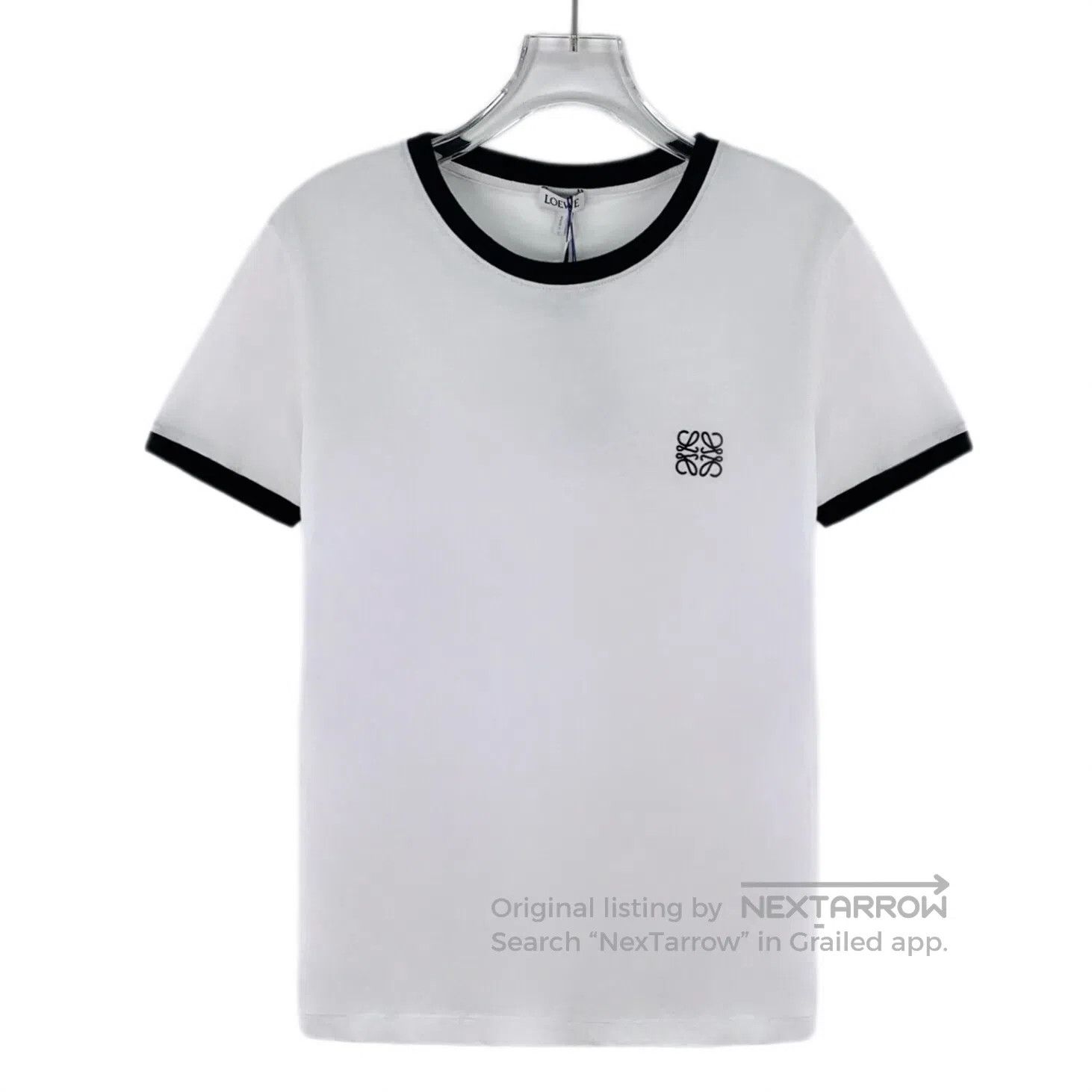 Loewe Loewe White Logo Embroidered Cotton Crew Neck Short Sleeve Size US S / EU 44-46 / 1 - 1 Thumbnail