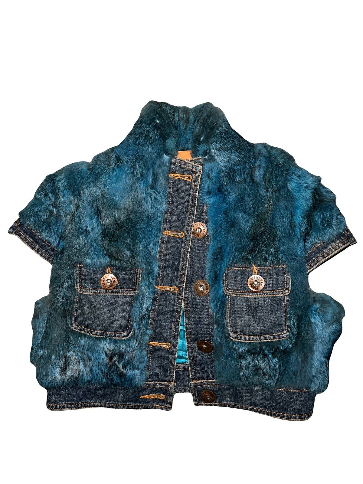 Japanese Brand Denim fur crop vest 💙🦋 Size S / US 4 / IT 40 - 6 Thumbnail