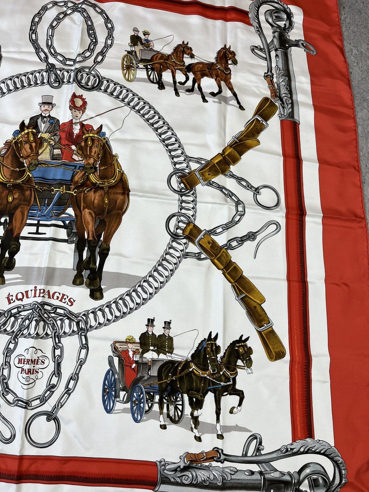 Designer × Hermes Hermes Paris LeDoux Equipages Big Scarf luxury vintage Size ONE SIZE - 6 Thumbnail