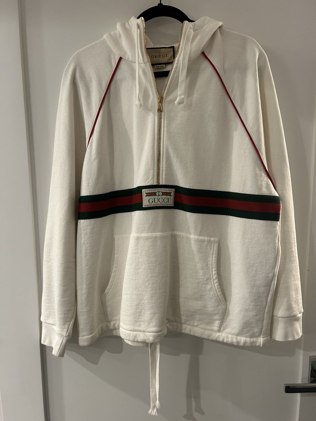 Gucci Gucci Web Stripe Half Zip Hoodie White Size S Size US S / EU 44-46 / 1 - 1 Thumbnail