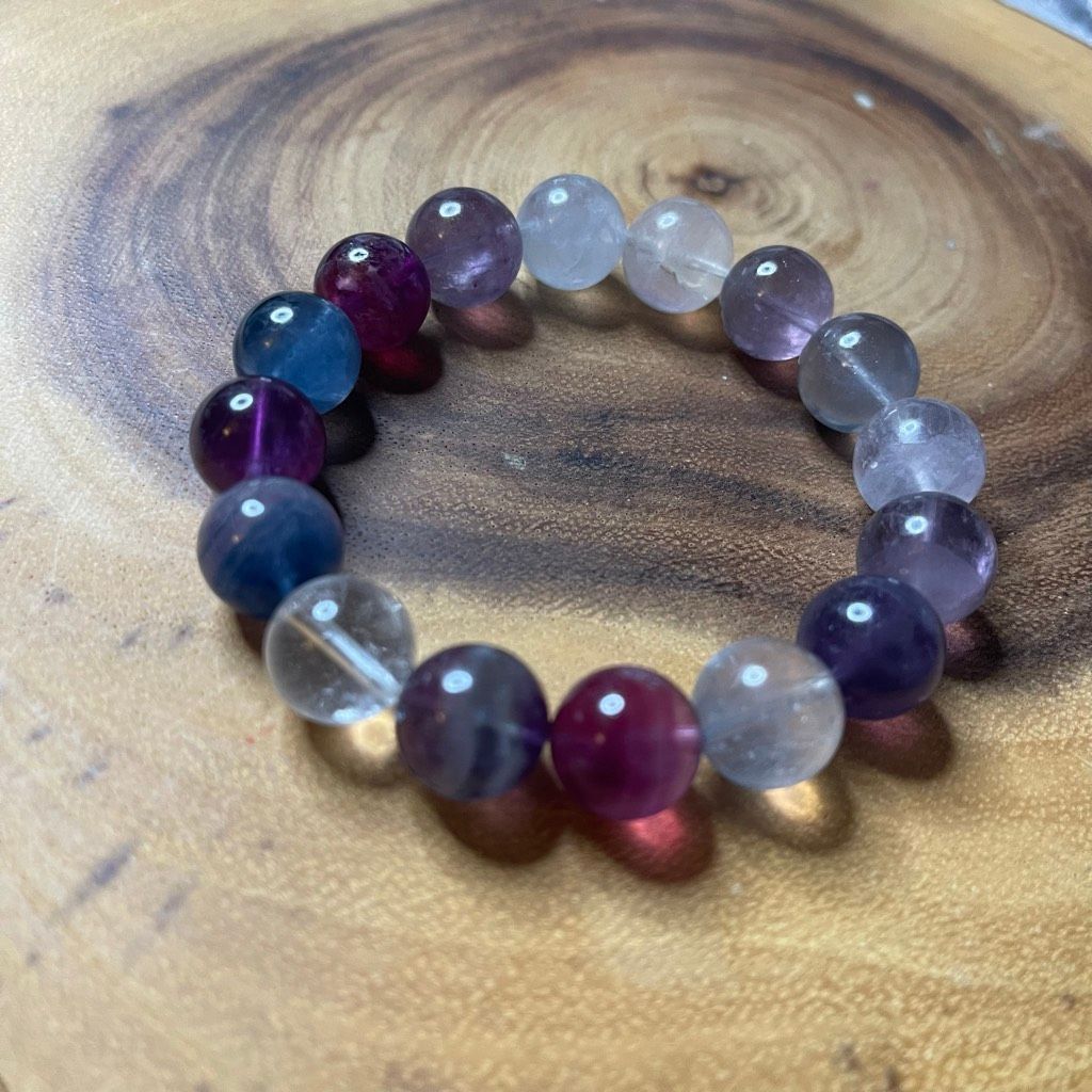Other Fluorite bracelet striped layers rainbow colors stretch 12mm Size ONE SIZE - 2 Thumbnail