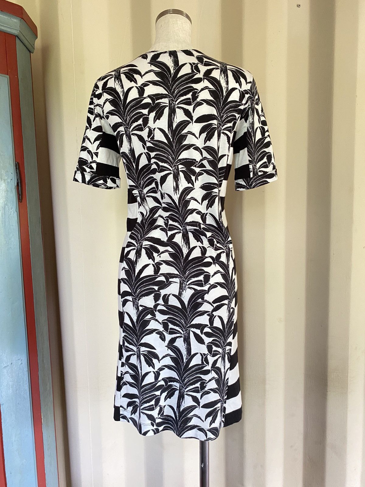 Chloe See By Chloé Black & White Striped Palm Print Dress Size XS / US 0-2 / IT 36-38 - 4 Thumbnail