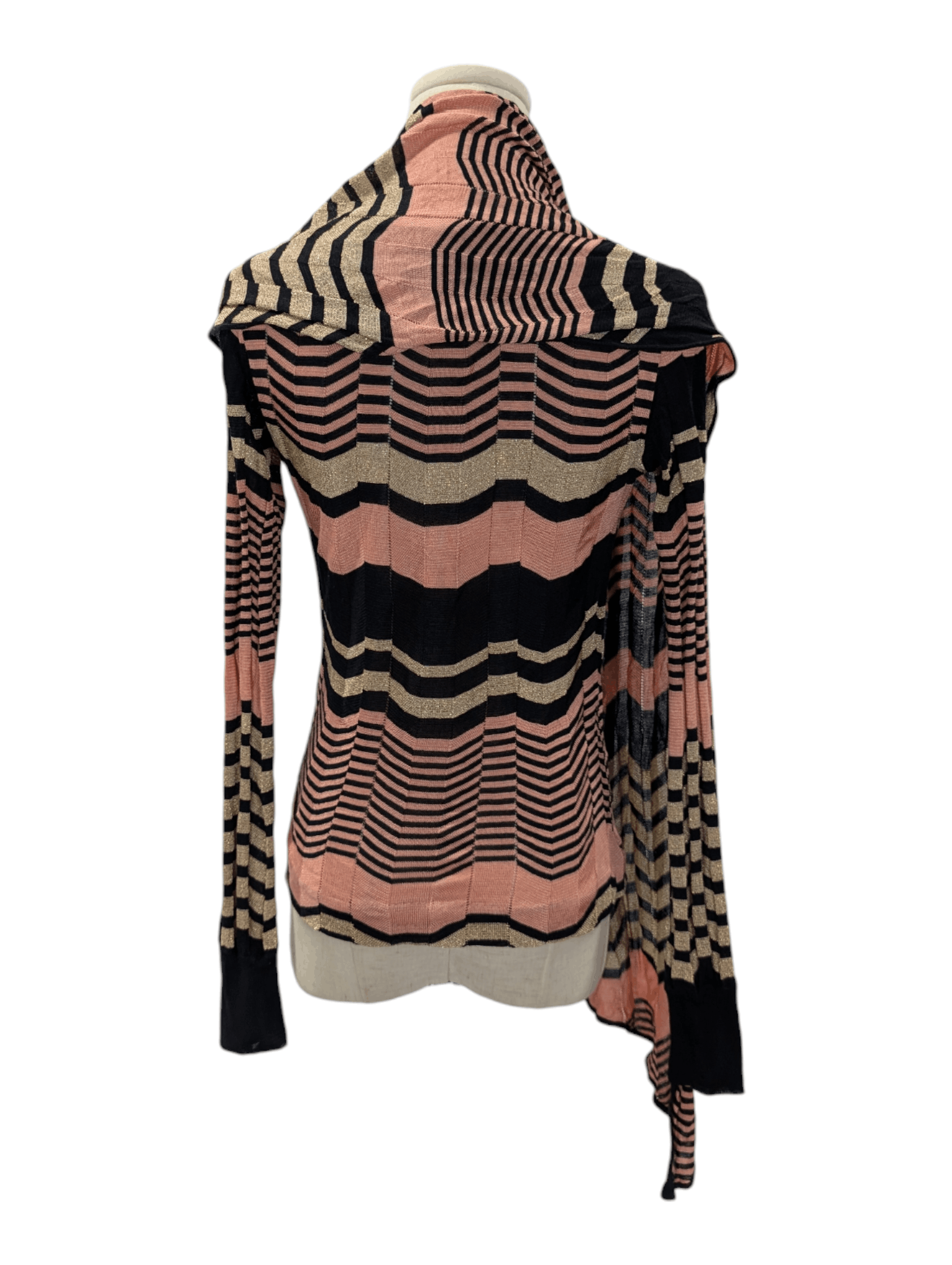 Missoni Black And Gold Long Sleeve Top With Neck Scarf Size S / US 4 / IT 40 - 2 Thumbnail