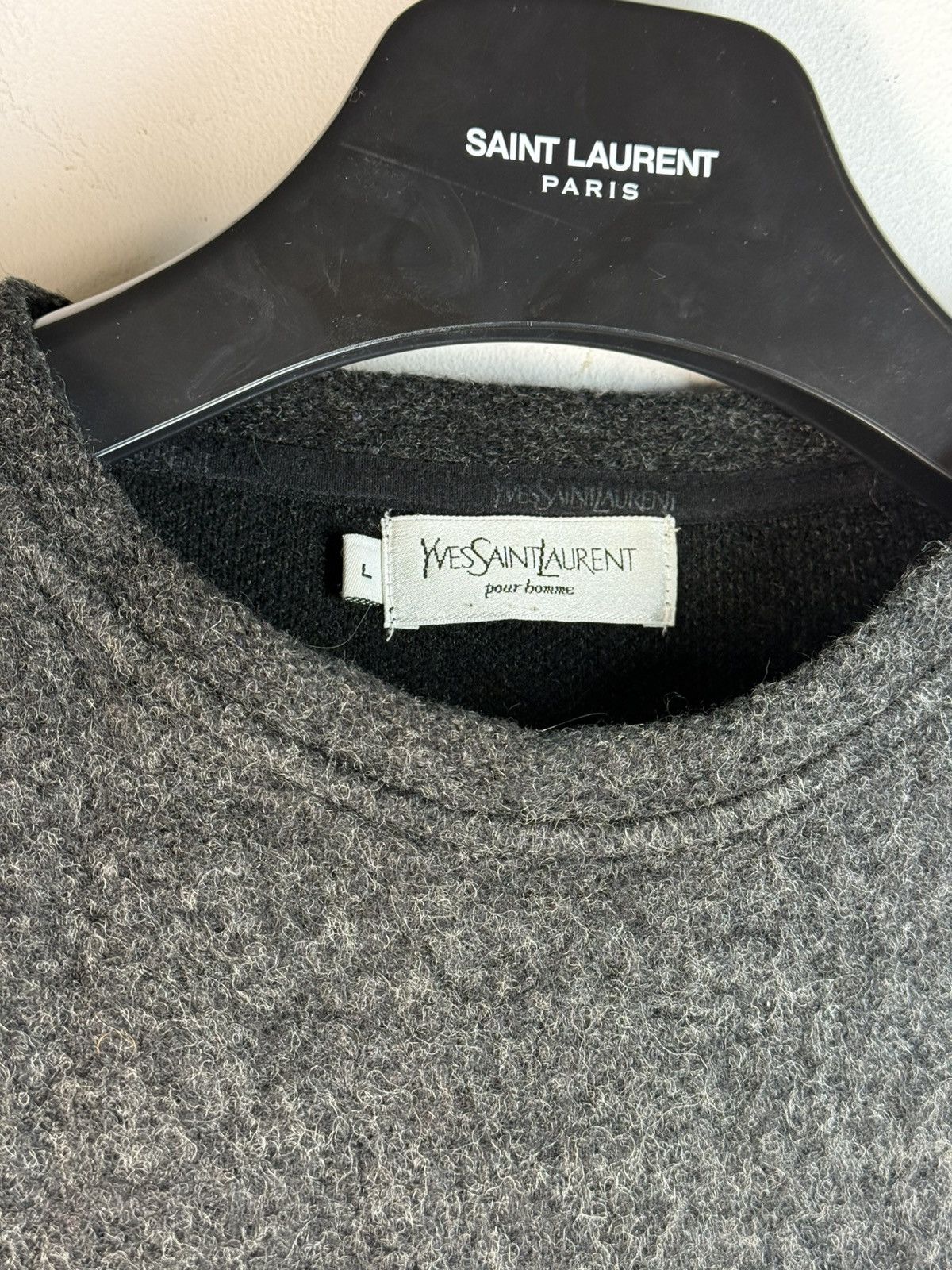 Yves Saint Laurent Wool YSL Sweater Soft Warm Grey YSL Sweatshirt Size US M / EU 48-50 / 2 - 5 Thumbnail