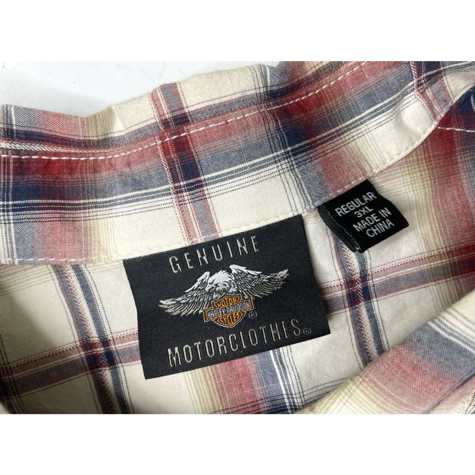 Harley Davidson Harley-Davidson Shirt Mens 3XL Short Sleeve Plaid Woven Upright Eagle Multicolor Garage Size US XXL / EU 58 / 5 - 4 Thumbnail