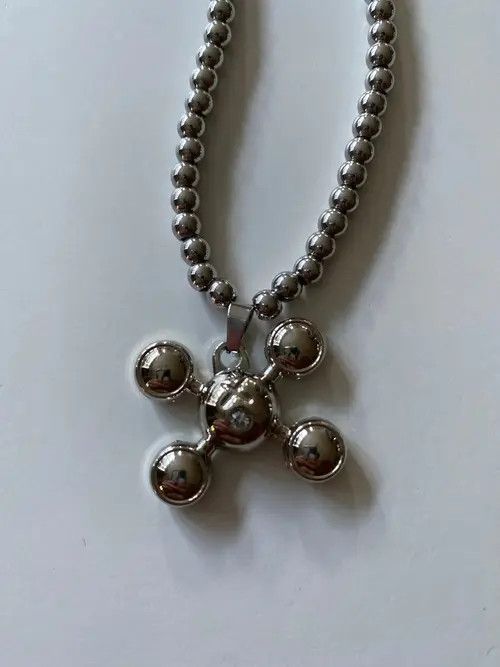 VIBE Stainless Steel Round Bead Chain Quadangle Ball Pendant Size ONE SIZE - 6 Thumbnail