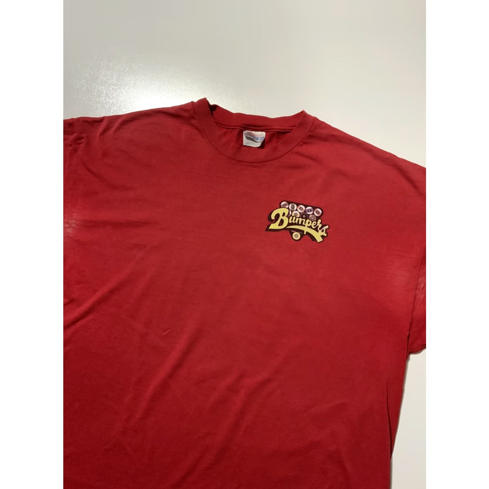 Hanes VINTAGE Bumpers Bumper Pool Cue Sport Red 8 Ball 2 Sided Graphic T-Shirt Sz. 2XL Mens Red Sports 8 Ball Shirt Size US XXL / EU 58 / 5 - 4 Thumbnail