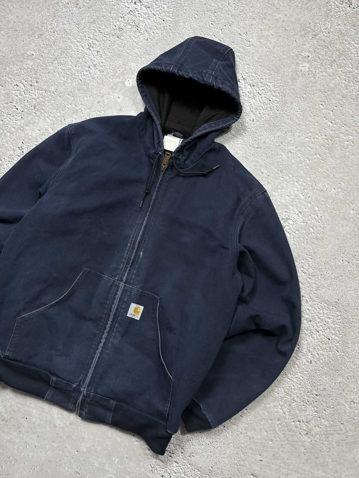 Carhartt Vintage Carhartt Hooded Work Jacket Faded Blue Distressed Size US L / EU 52-54 / 3 - 2 Thumbnail