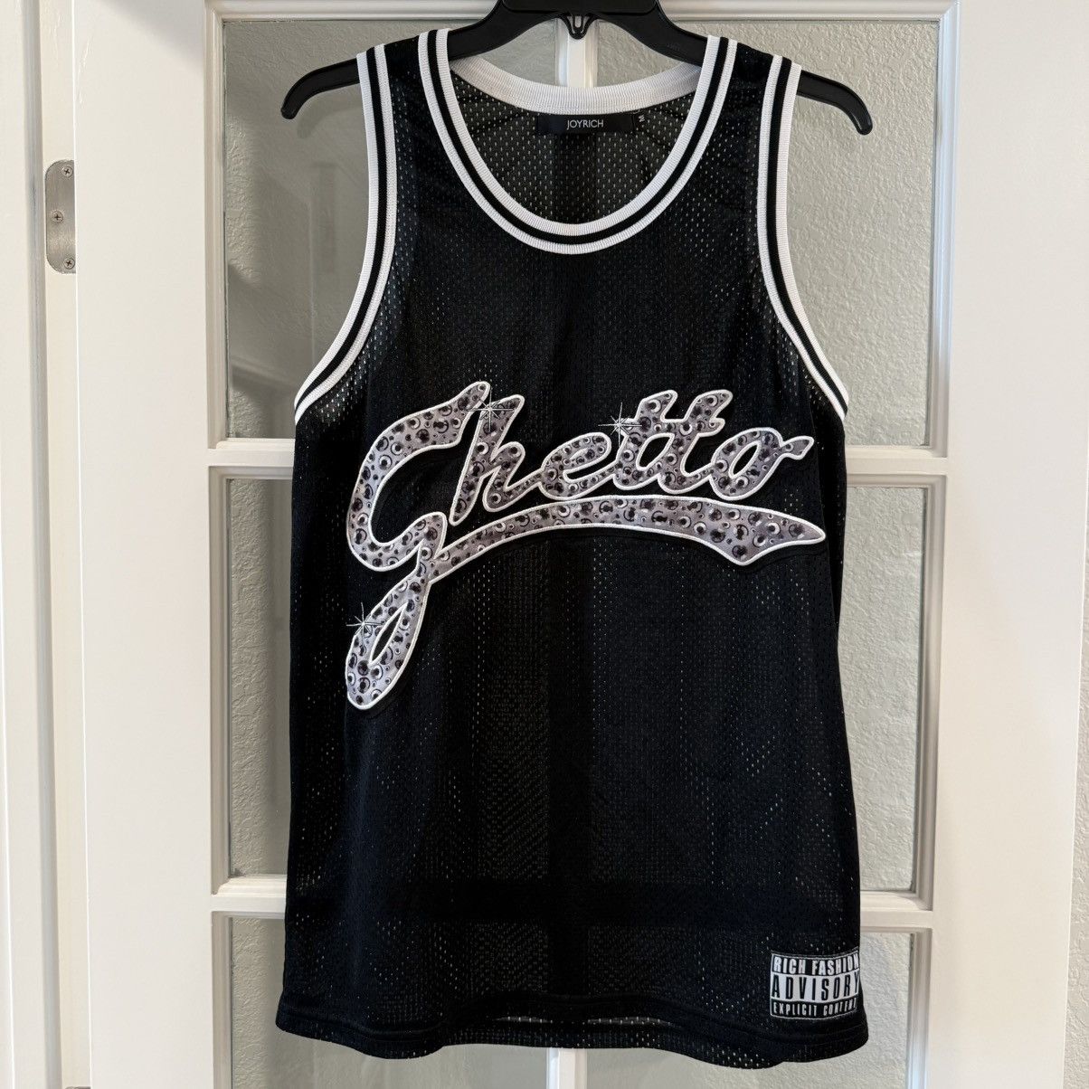 Joyrich Joyrich Mesh Unisex ‘Ghetto’ Rhinestone Embroidered Tank Top Size US M / EU 48-50 / 2 - 2 Thumbnail