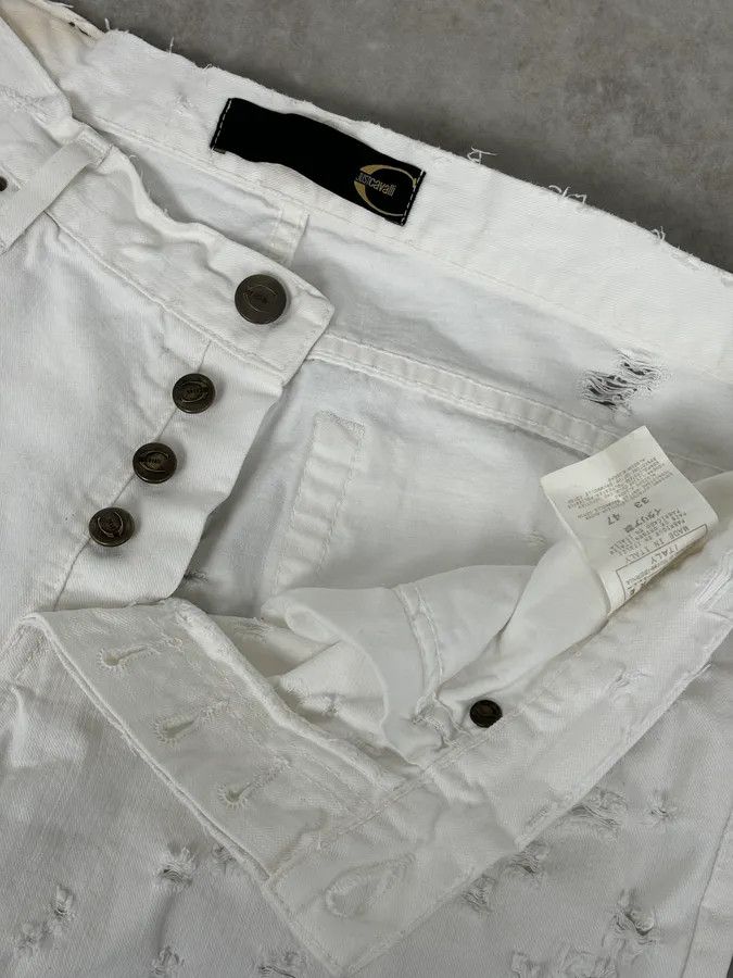 Just Cavalli SS2004 Cavalli Distressed White Denim Jeans Size US 32 / EU 48 - 9 Thumbnail