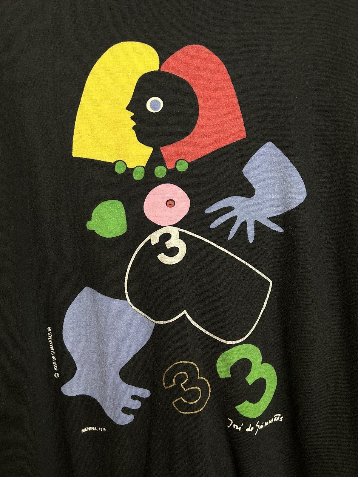 Vintage 90s Vintage Art Jose De Guimaraes 1998 Menina 1979 T-Shirt Size US XL / EU 56 / 4 - 2 Thumbnail