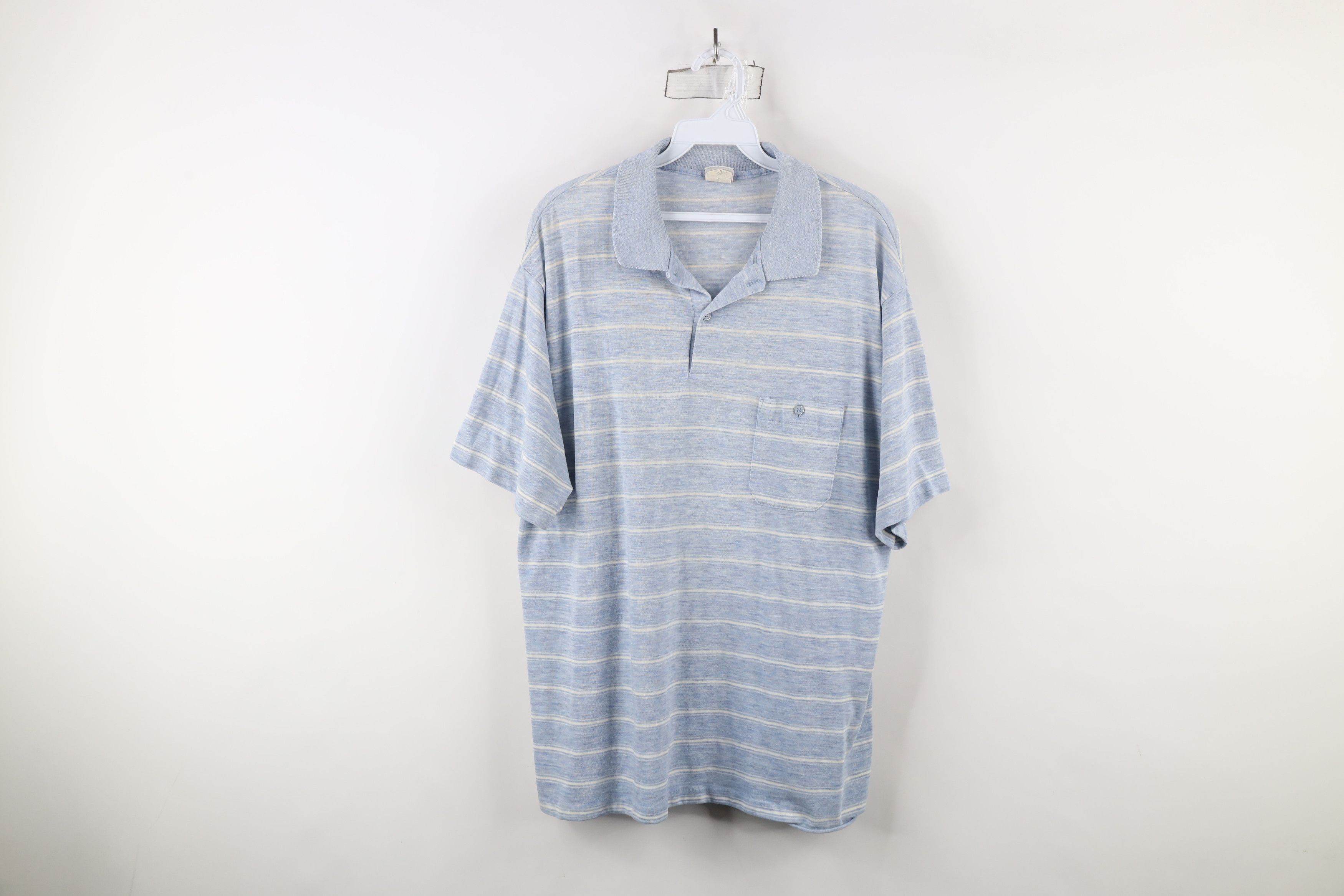 Vintage Vintage 70s Streetwear Striped Knit Collared Polo Shirt USA Size US XL / EU 56 / 4 - 1 Thumbnail