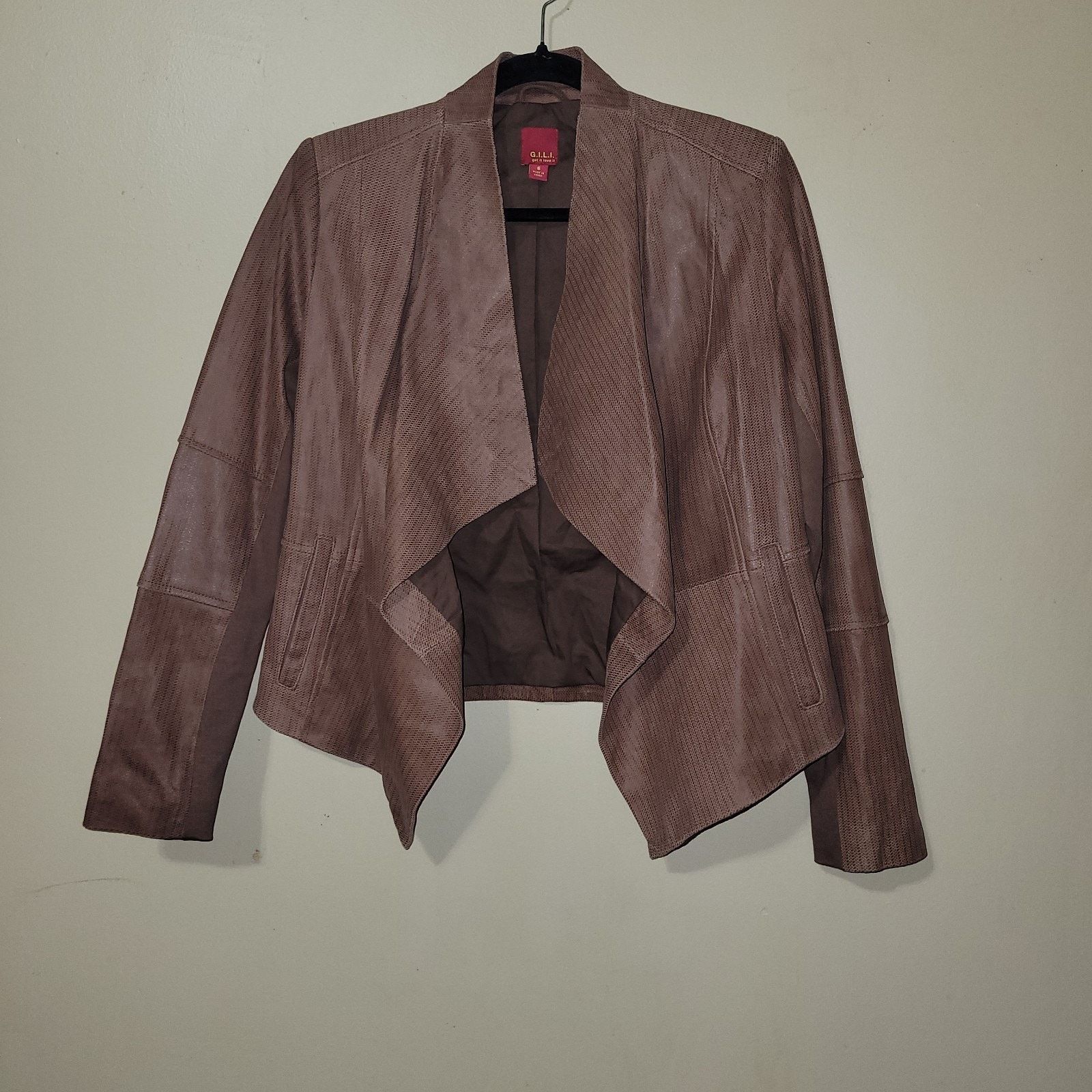 & Other Stories GILI Draped Open Front Dark Brown Leather Jacket Sz 6 Rock Size M / US 6-8 / IT 42-44 - 1 Thumbnail