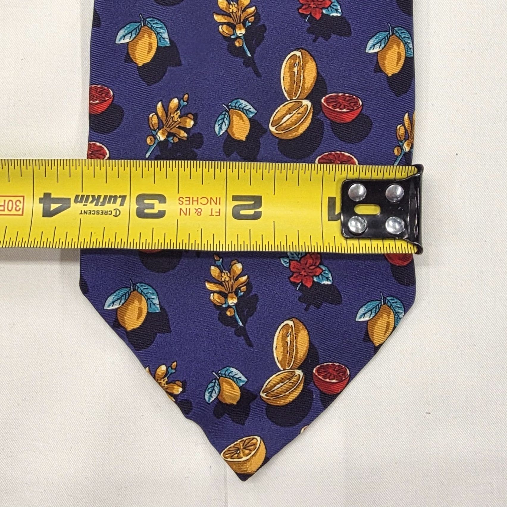 Vintage VINTAGE Bullock & Jones Men's 100% Silk Necktie Italy Designer Floral Fruit Blue EUC Silk Tie Size ONE SIZE - 5 Thumbnail