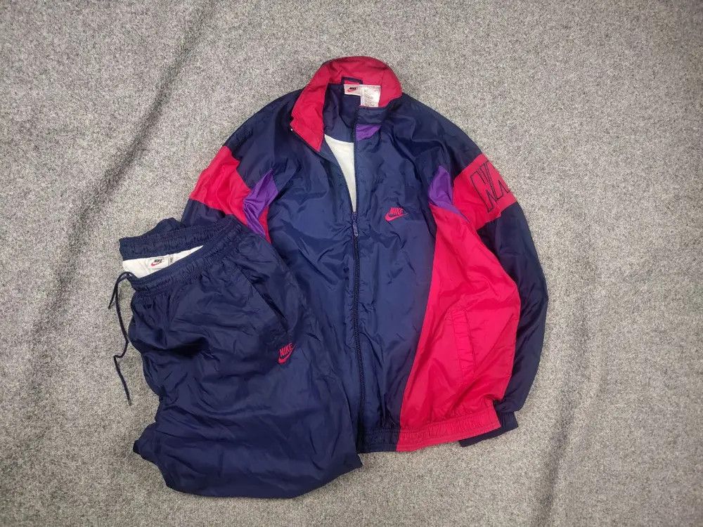 Nike Vintage 90's Nike Swoosh Tracksuit Bright neon Pants Jacket Size US L / EU 52-54 / 3 - 1 Thumbnail