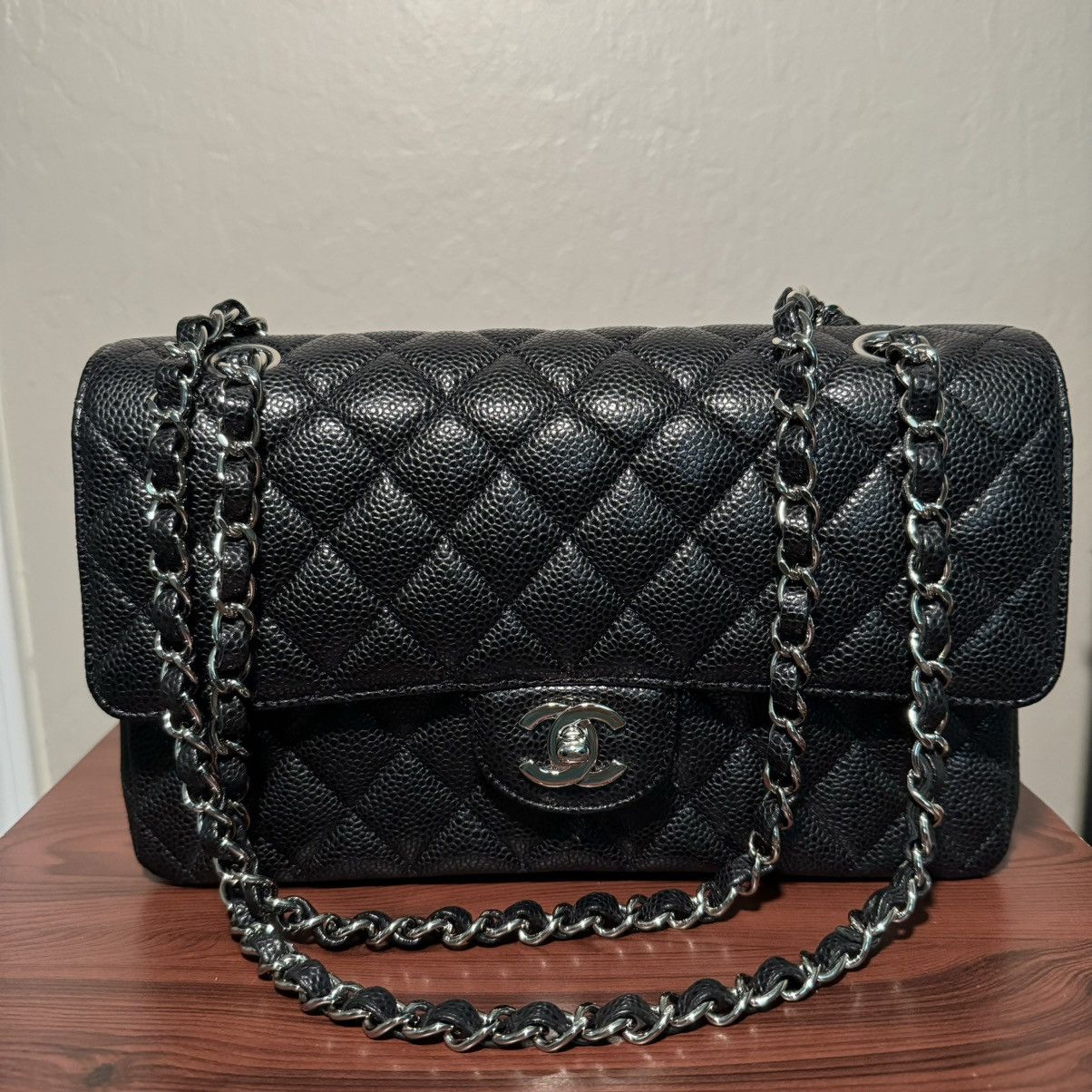 Chanel CHANEL Caviar Quilted Medium Double Flap in Black Size ONE SIZE - 1 Thumbnail