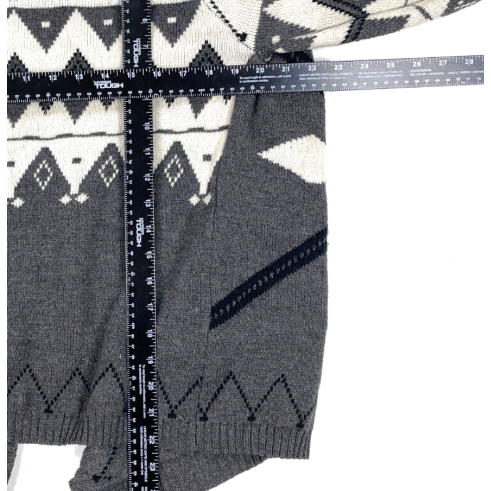 Vintage VINTAGE Charlotte Russe Cardigan Sweater Geometric Pattern Open Front 90s Tribal Boho Gray L Womens Size L / US 10 / IT 46 - 7 Thumbnail