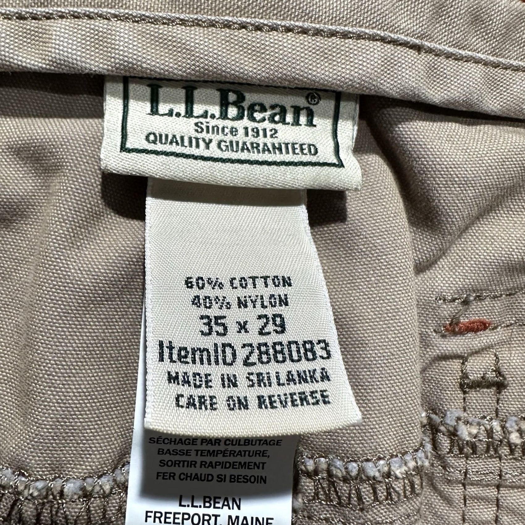 Vintage LL Bean Pants Mens 35x29 (35x27) Beige Riverton Canvas Workwear Utility Outdoor Size US 35 - 7 Thumbnail
