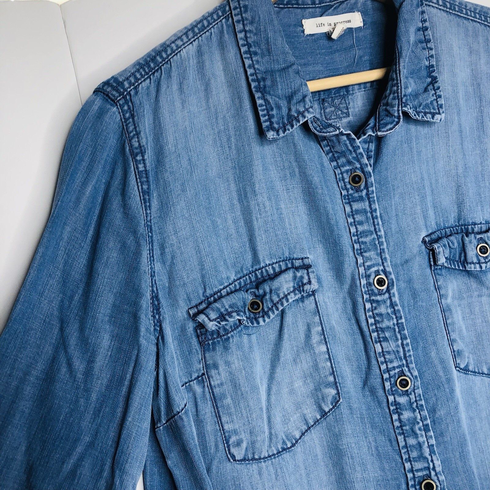 Other Life in Progress Chambray Top Shirt Dress Shacket Size L Size L / US 10 / IT 46 - 5 Thumbnail