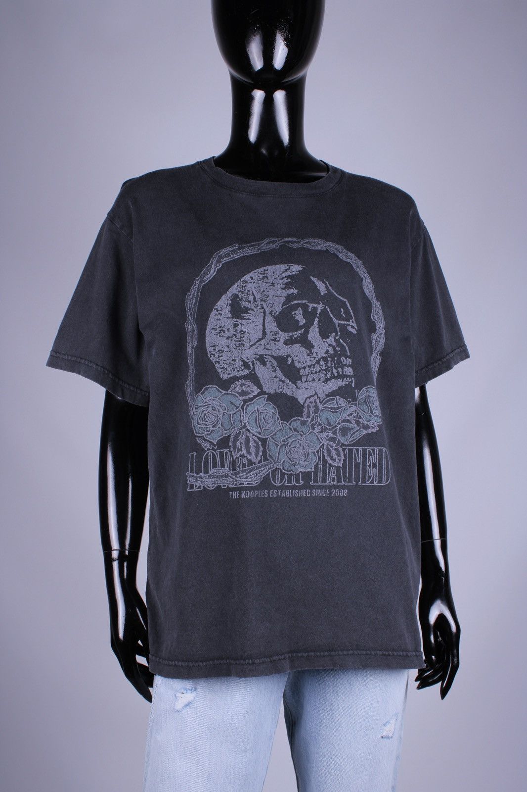 The Kooples The KOOPLES Garment Dyed Washed Gray/Black T-Shirt Size M / US 6-8 / IT 42-44 - 1 Thumbnail