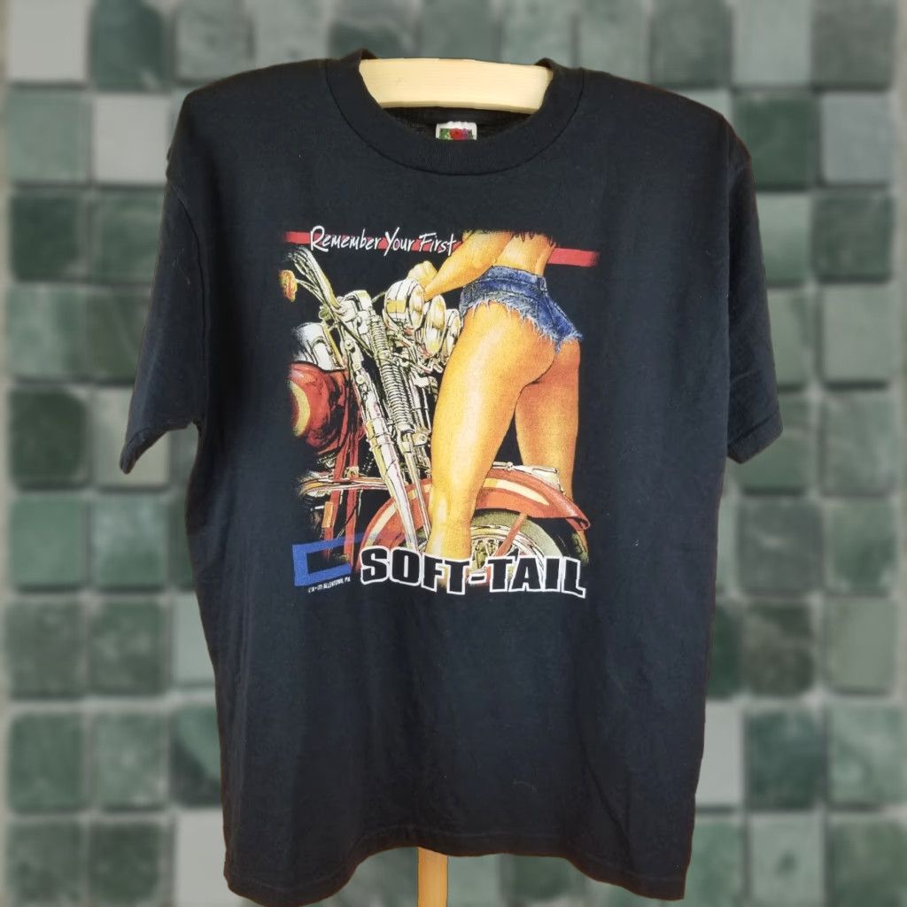 Vintage VINTAGE 90' SOFT-TAIL MOTORCYCLE BLACK COTTON T-SHIRT SZ LARGE MINTY Size US L / EU 52-54 / 3 - 1 Thumbnail