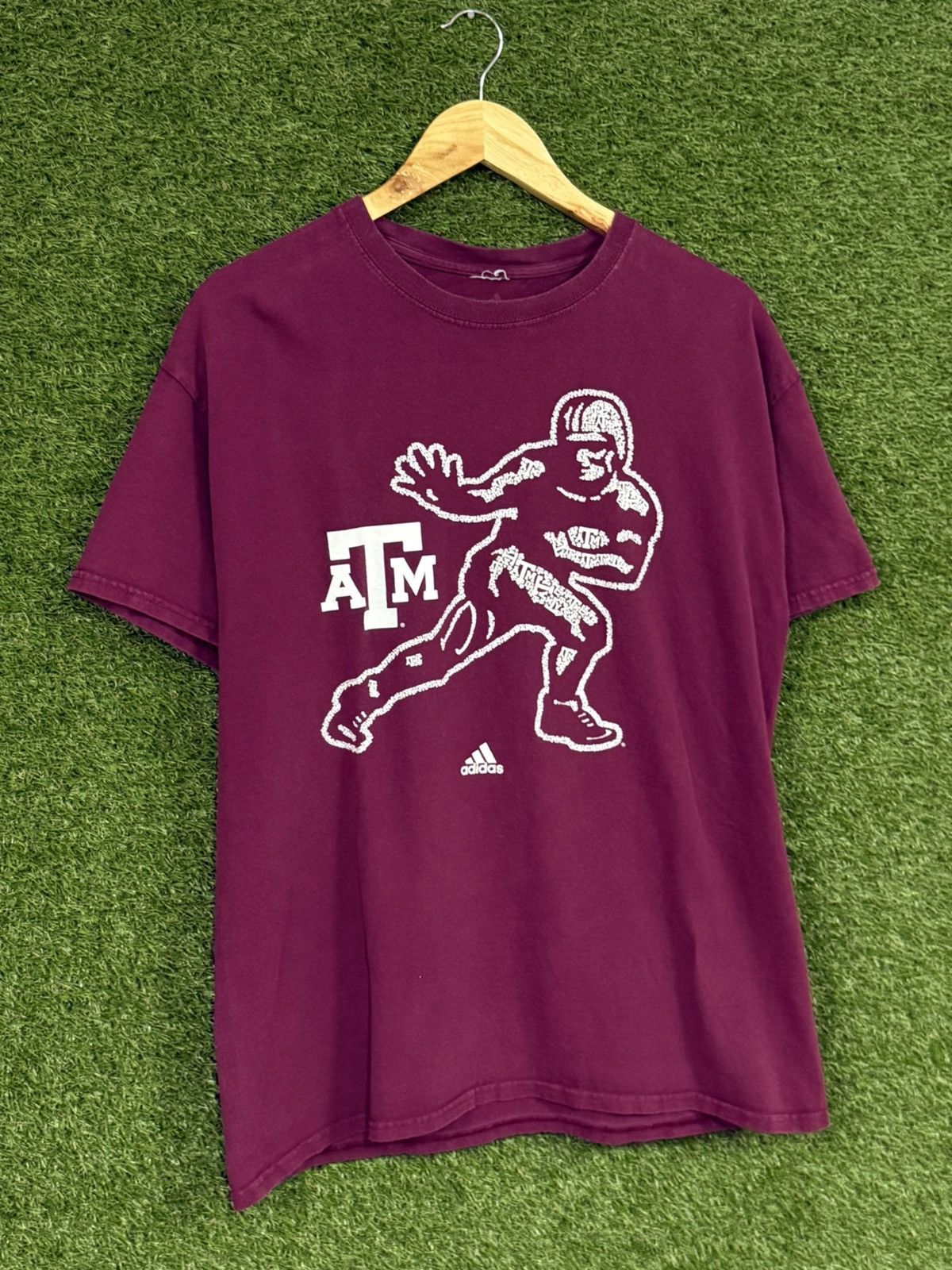Adidas Vintage Adidas A&M Football Burgundy Red Tee Large Texas Size US L / EU 52-54 / 3 - 1 Thumbnail