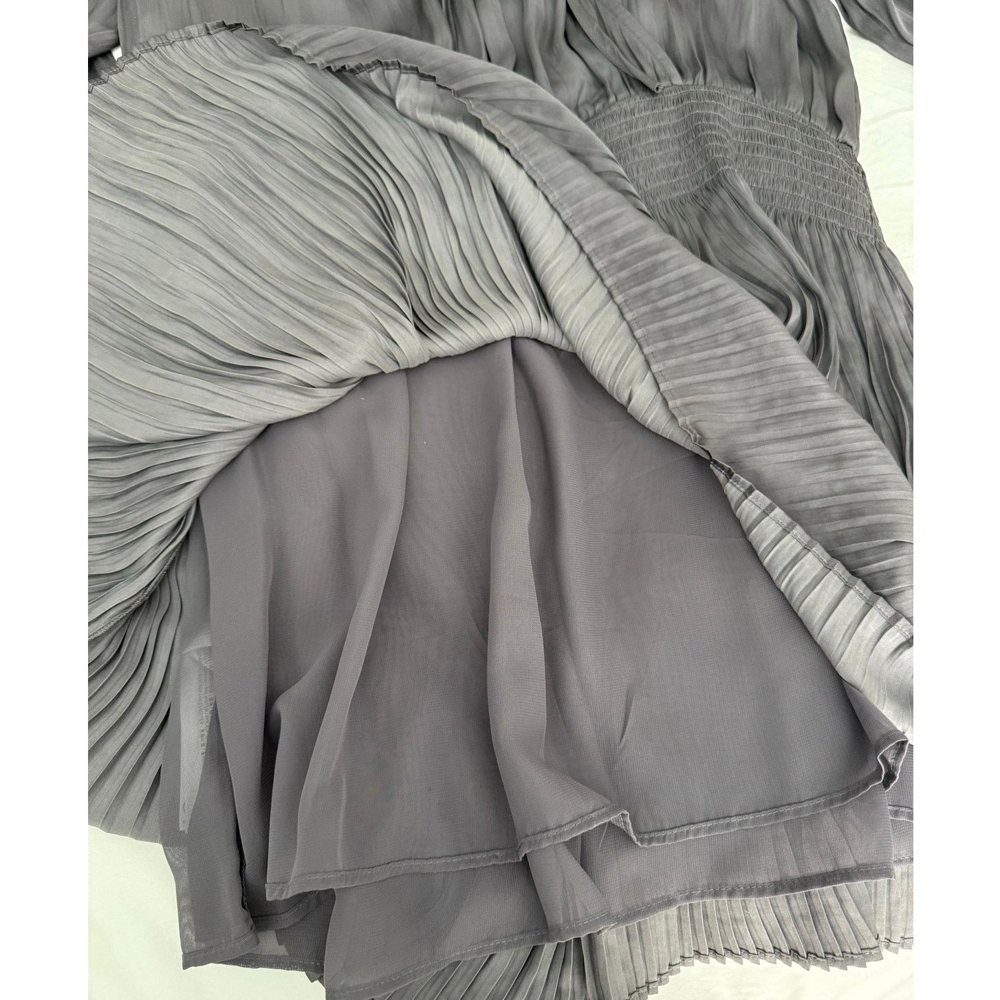 Mango Mango NWT Gray Pleated Lined Sleeve Dress Size XL Size XL / US 12-14 / IT 48-50 - 8 Thumbnail