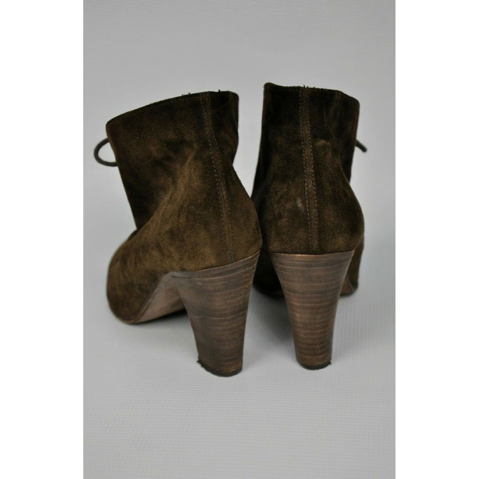 Max Mara MAX MARA WEEKEND Brown Leather Bootie Women US 10 UK 7 EU 40 Ankle Lace Up High Heel Leather Outsole Fall Winter Casual Business Size US 10 / IT 40 - 5 Thumbnail