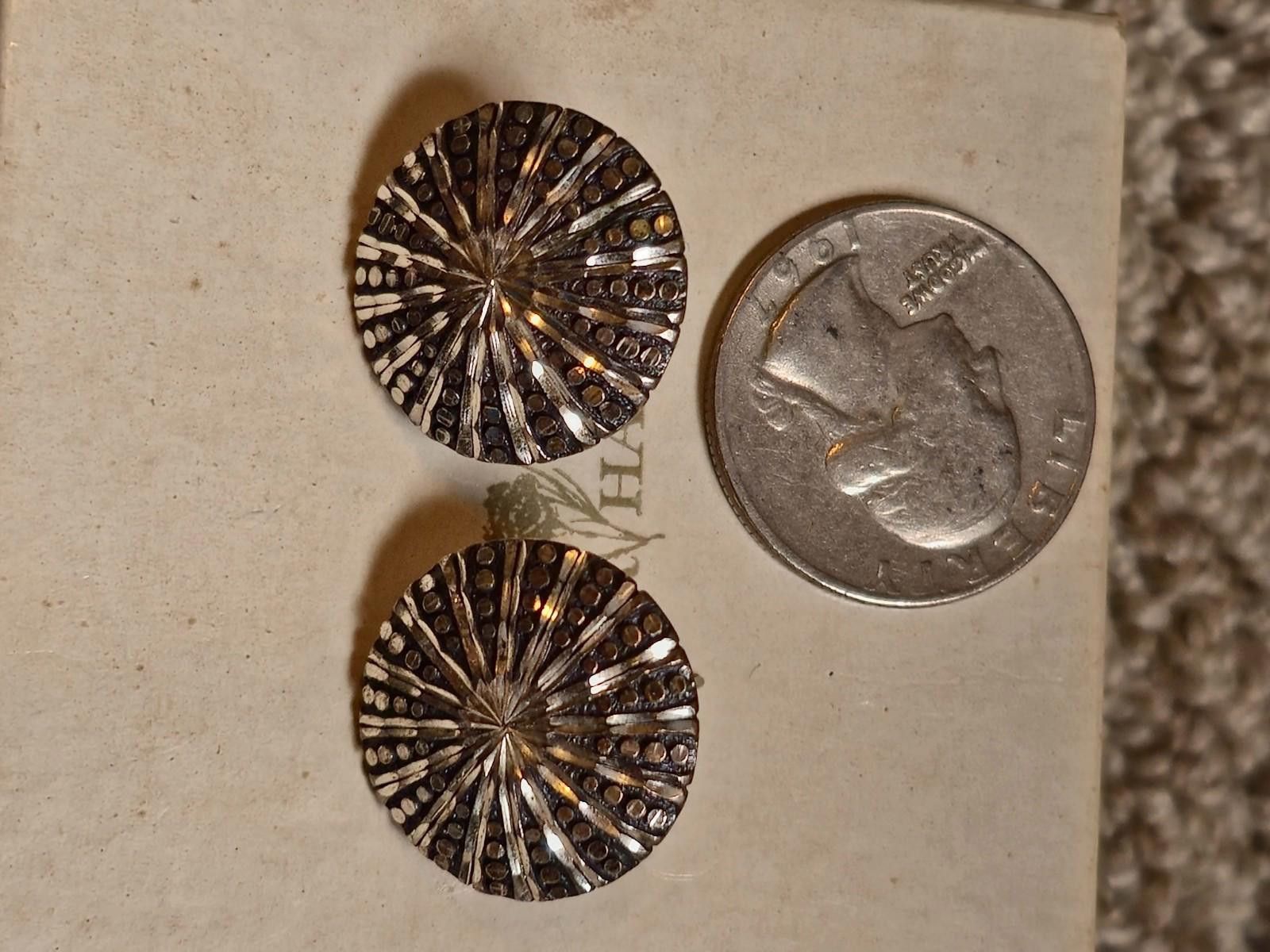 Other Vintage Silver Cloud Sterling Burst Earrings 3/4" Size ONE SIZE - 2 Thumbnail