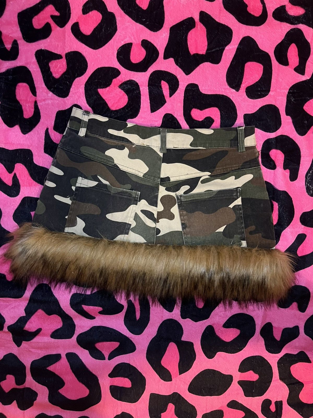 Handmade Camo mini fur skirt Size 27" / US 4 / IT 40 - 2 Thumbnail