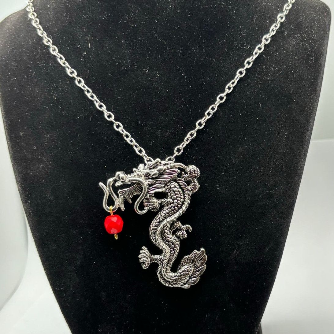 Other Silver & Red Dragon Necklace Size ONE SIZE - 2 Thumbnail