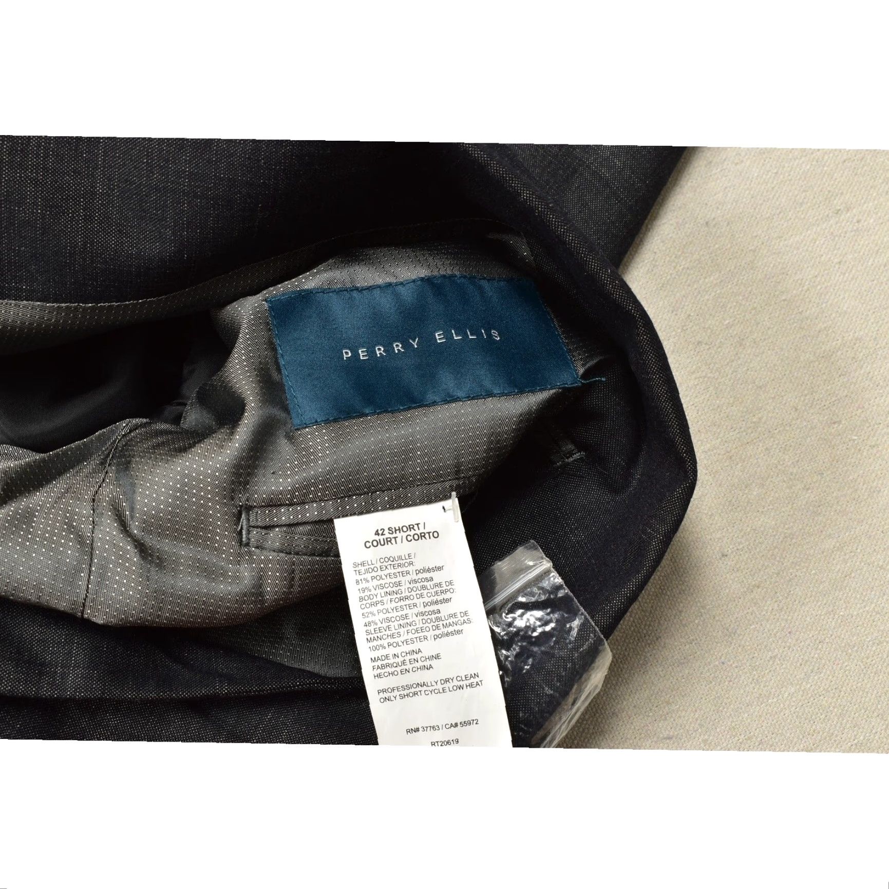 Perry Ellis Perry Ellis Sport Coat Jacket 2-Button Notch Lapel Gray Micro-Twill Slim Fit 42 Short Lined Men Size US 42 / EU 58 - 3 Thumbnail