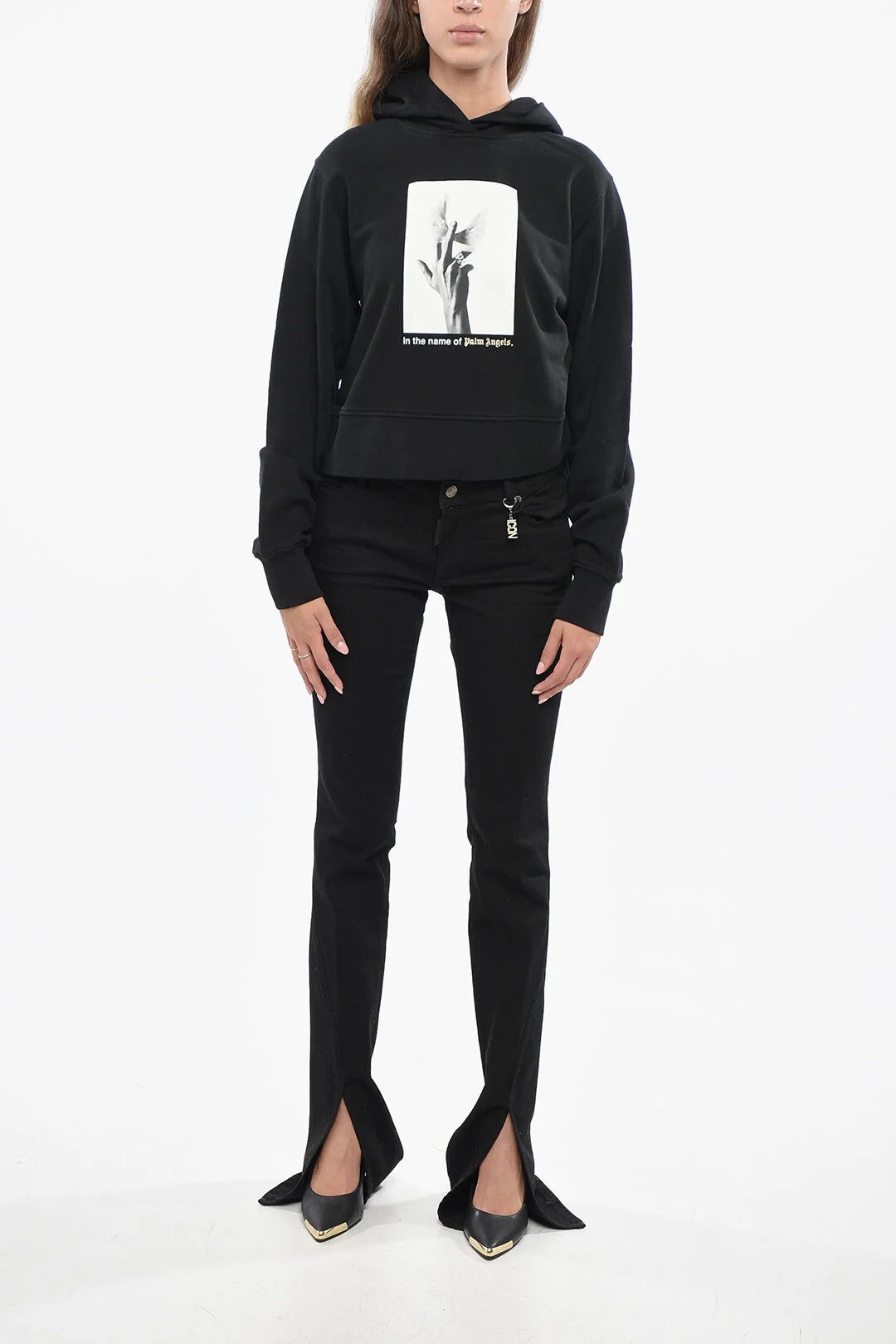 Palm Angels og1mm0326 Brushed Cotton Hoodie in Black Size S / US 4 / IT 40 - 4 Thumbnail
