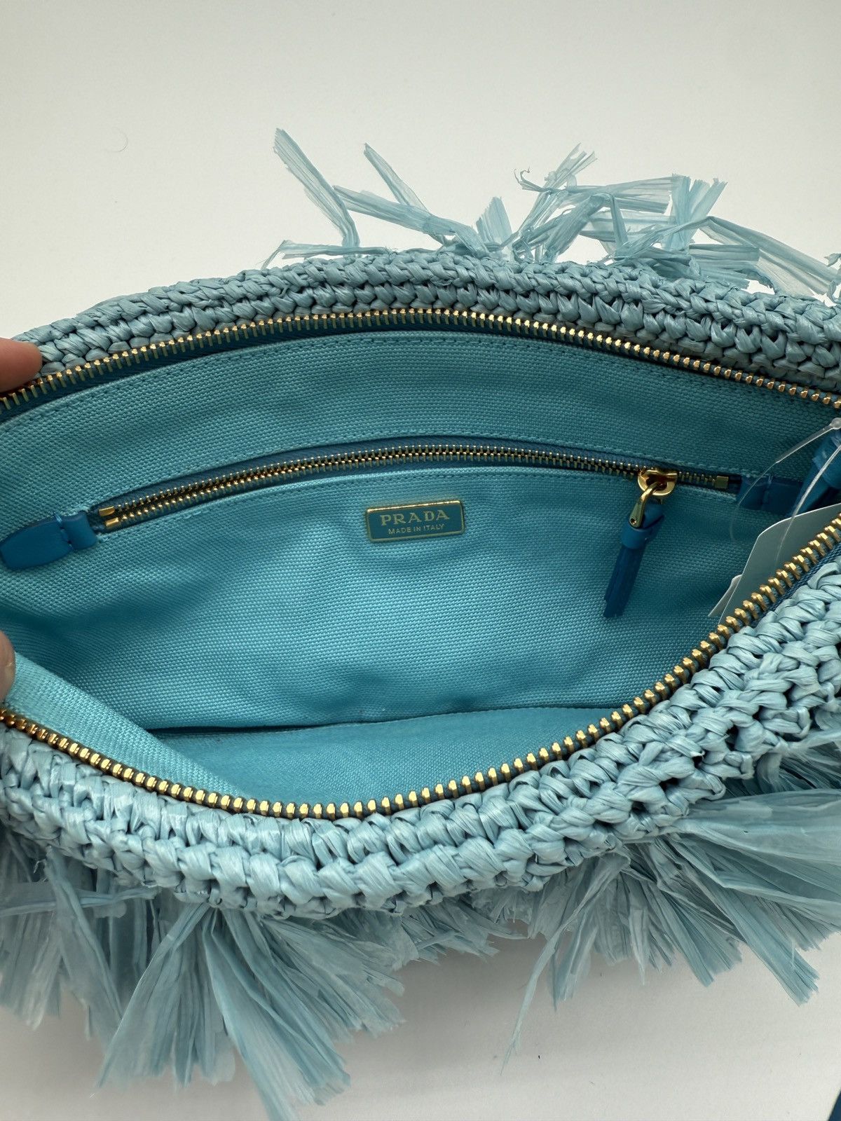 Prada Prada Blue Fringed Clutch Bag Size ONE SIZE - 7 Thumbnail