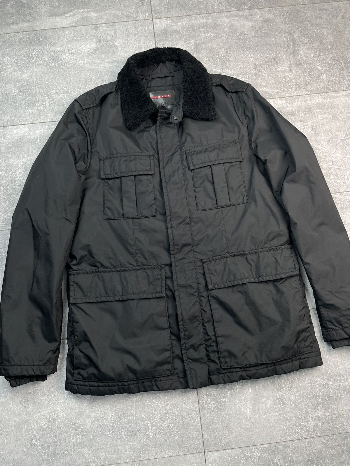 Prada Prada Shearling Collar Flight Jacket Black Tab Size US L / EU 52-54 / 3 - 3 Thumbnail