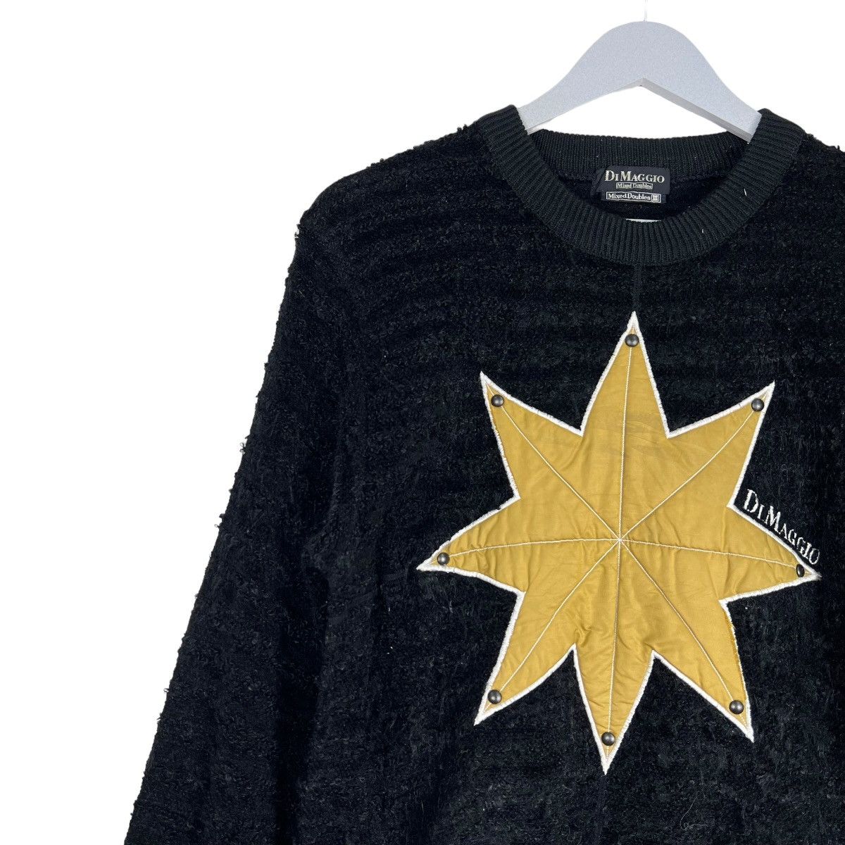 Aran Isles Knitwear × Japanese Brand 🔥 DI MAGGIO MIXED DOUBLE KNIT MOHAIR JUMPER Size US L / EU 52-54 / 3 - 5 Thumbnail