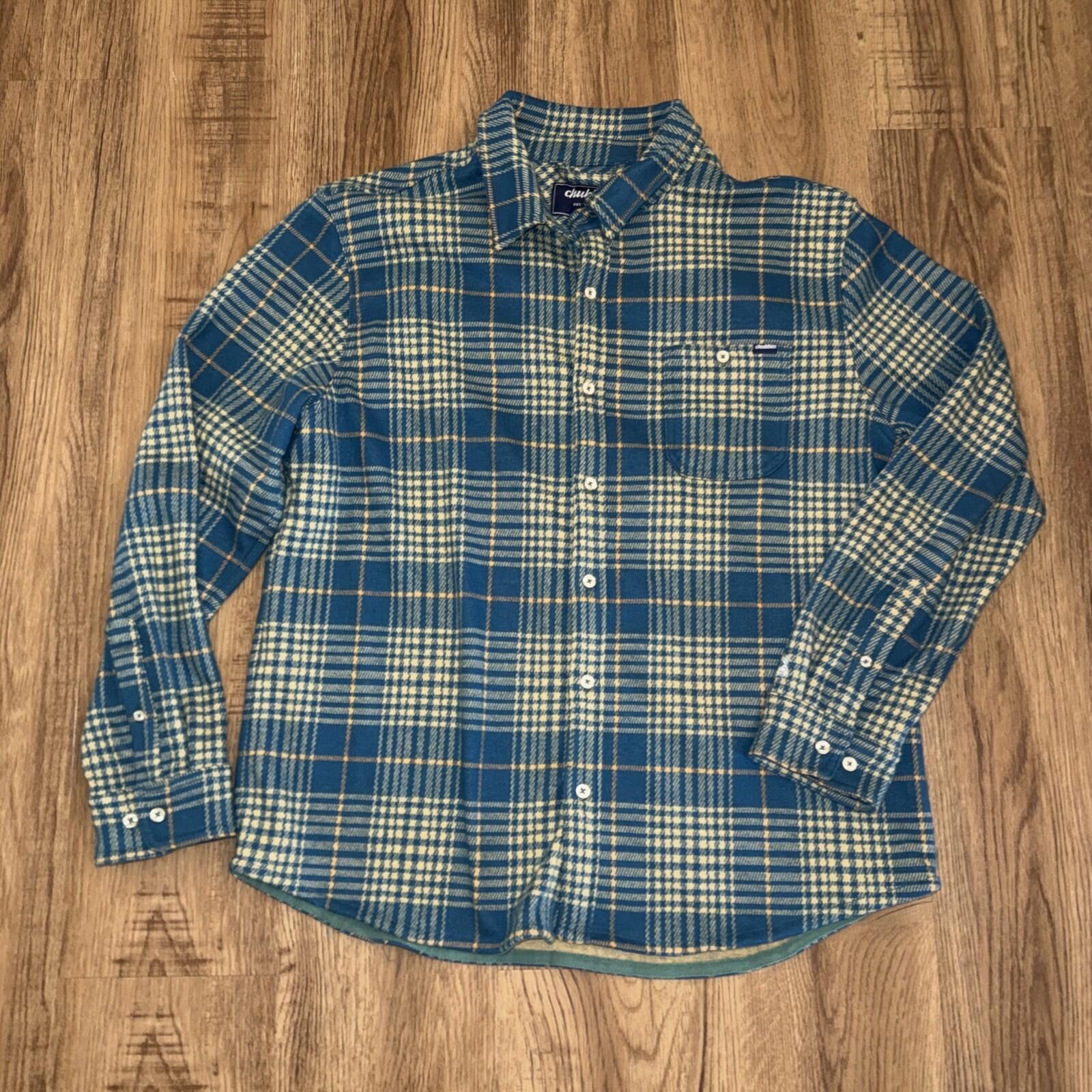 Chubbies Chubbies Mens Fleece Flannel Overshirt Plaid Blue Turquoise Size US L / EU 52-54 / 3 - 1 Thumbnail