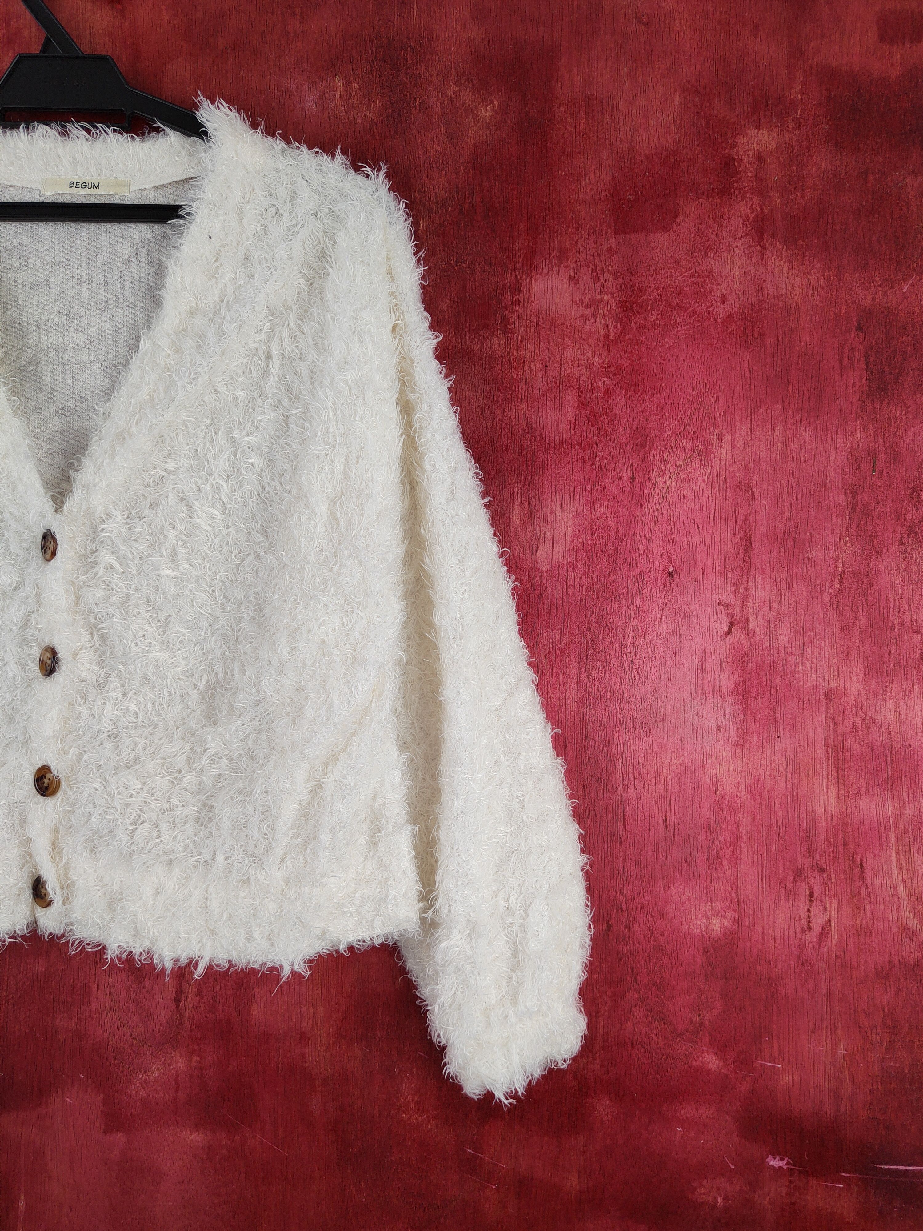 Homespun Knitwear × Japanese Brand Begum Ivory Shag Shaggy Fur Mohair Knitwear Cardigan #S2035 Size M / US 6-8 / IT 42-44 - 5 Thumbnail