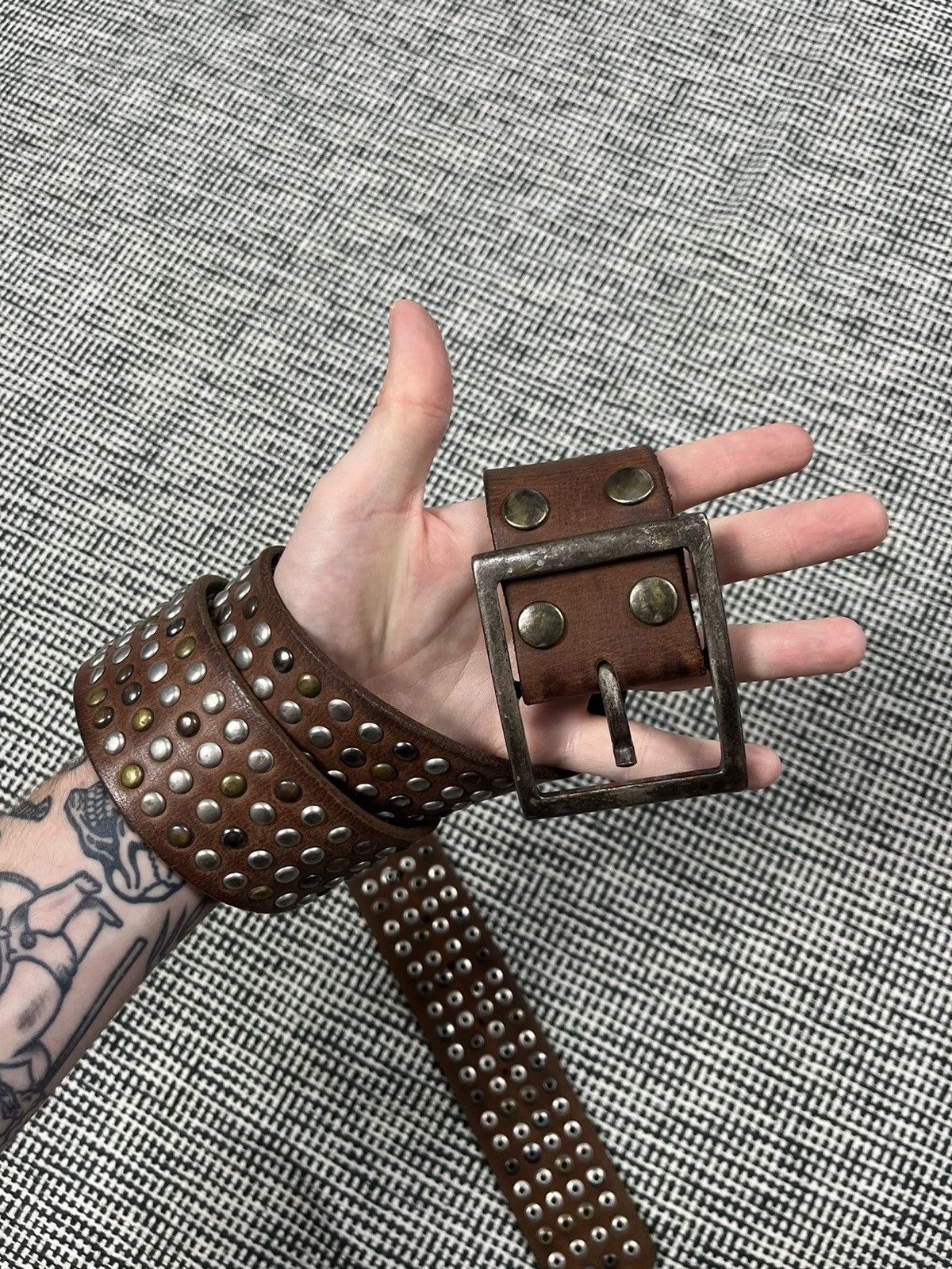 Cheval Design Studio Vintage Super Heavy Leather Mesh Metal Belt Cowboy Equipment Cheval Design Studio Super Heavy Leather  main image 3