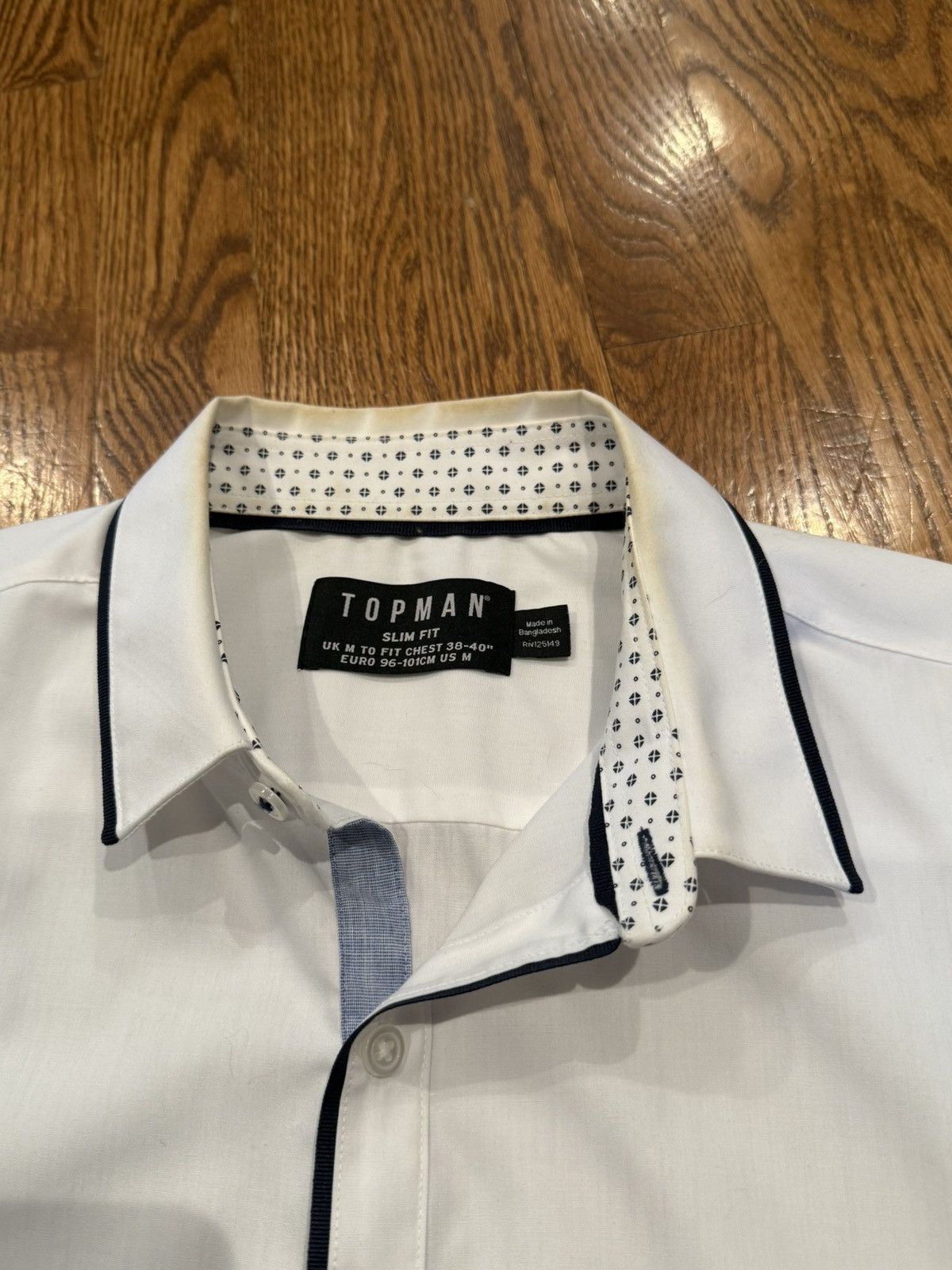 Topman Topman White Short Sleeve Button Up Shirt Stripe Accents Size US M / EU 48-50 / 2 - 4 Thumbnail