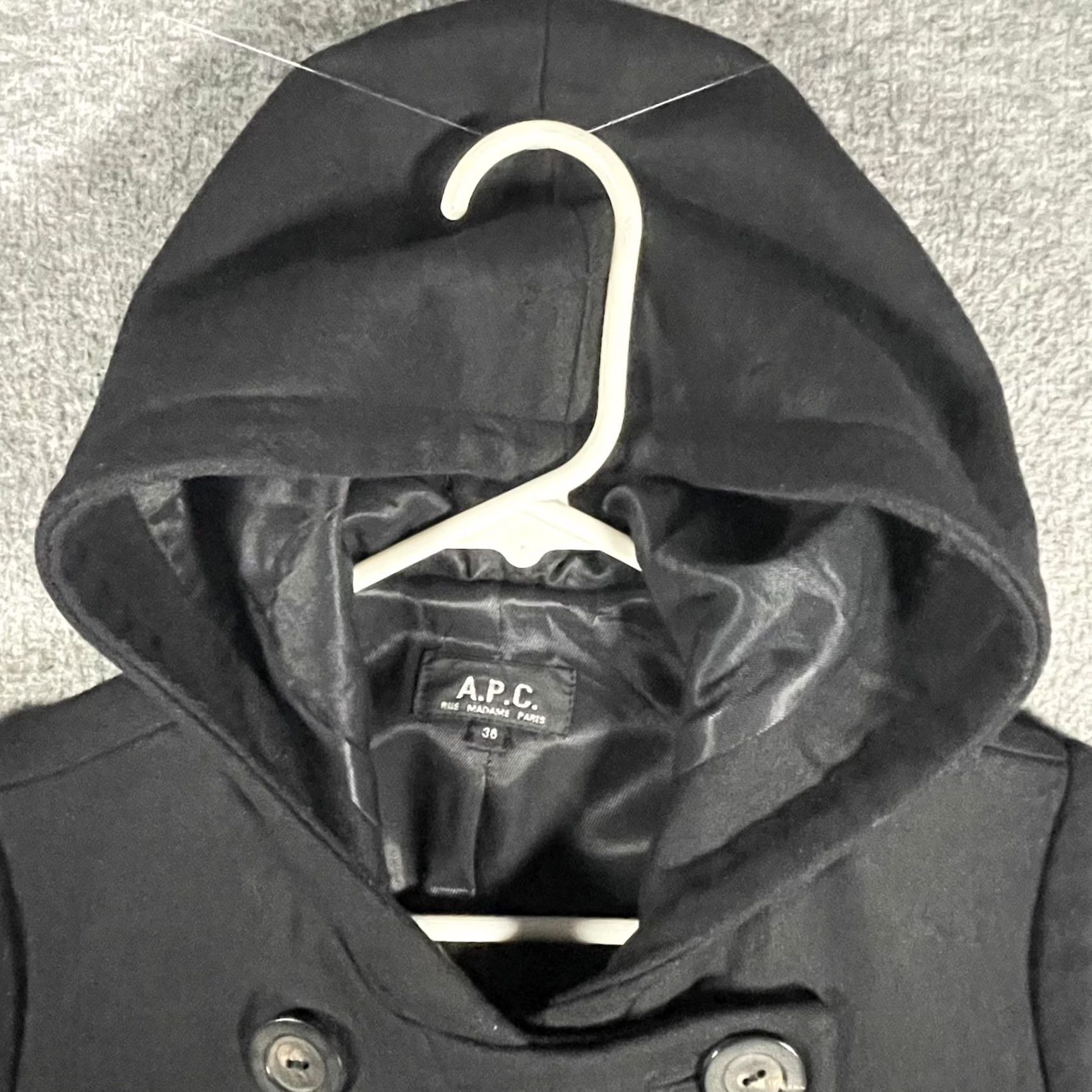 A.P.C. A.P.C. Coat Womens 36 Black Wool Cashmere Hooded Pea Coat Lined Poland Size XS / US 0-2 / IT 36-38 - 6 Thumbnail