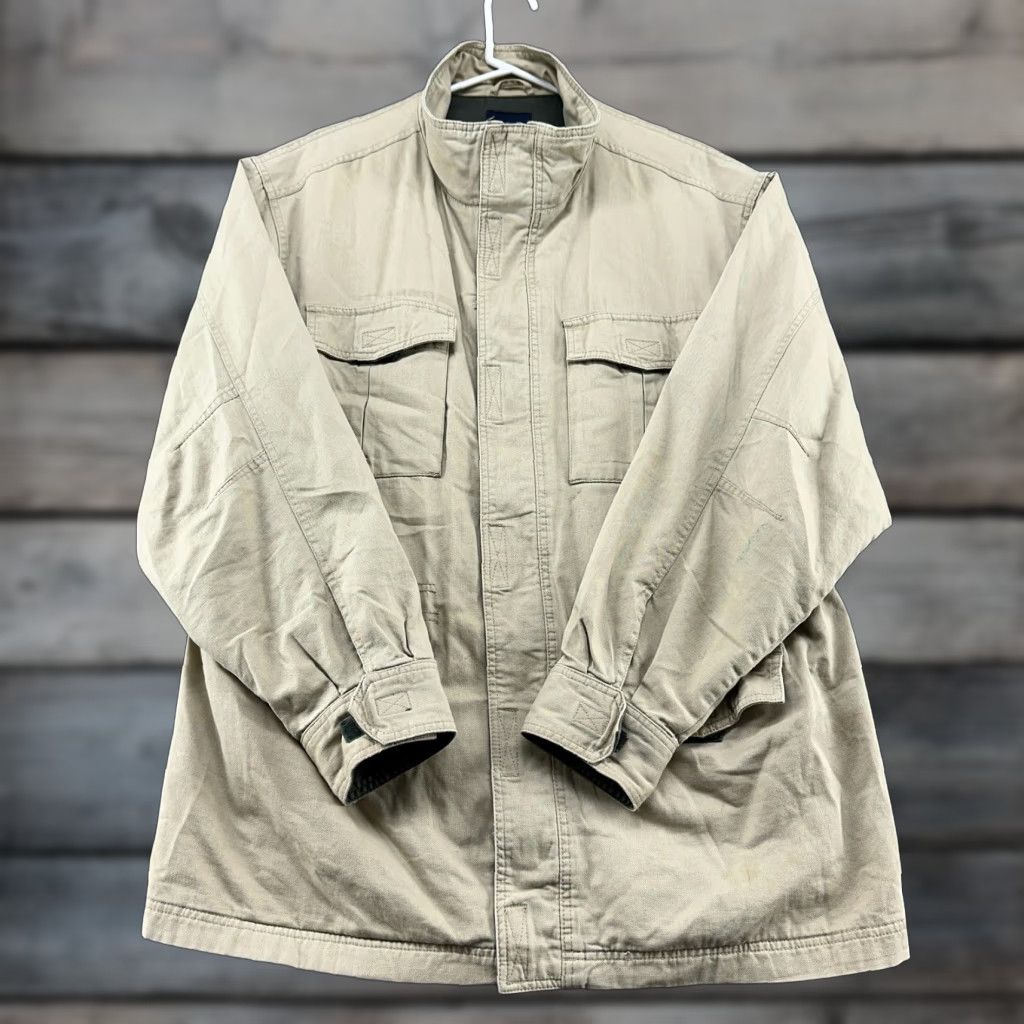Gap VINTAGE Gap Jacket Mens Large Beige Chore Barn Coat Military Army Canvas M65 90s Full Zip Hooded Regular Men Beige Army 90s Jacket Size US L / EU 52-54 / 3 - 1 Thumbnail