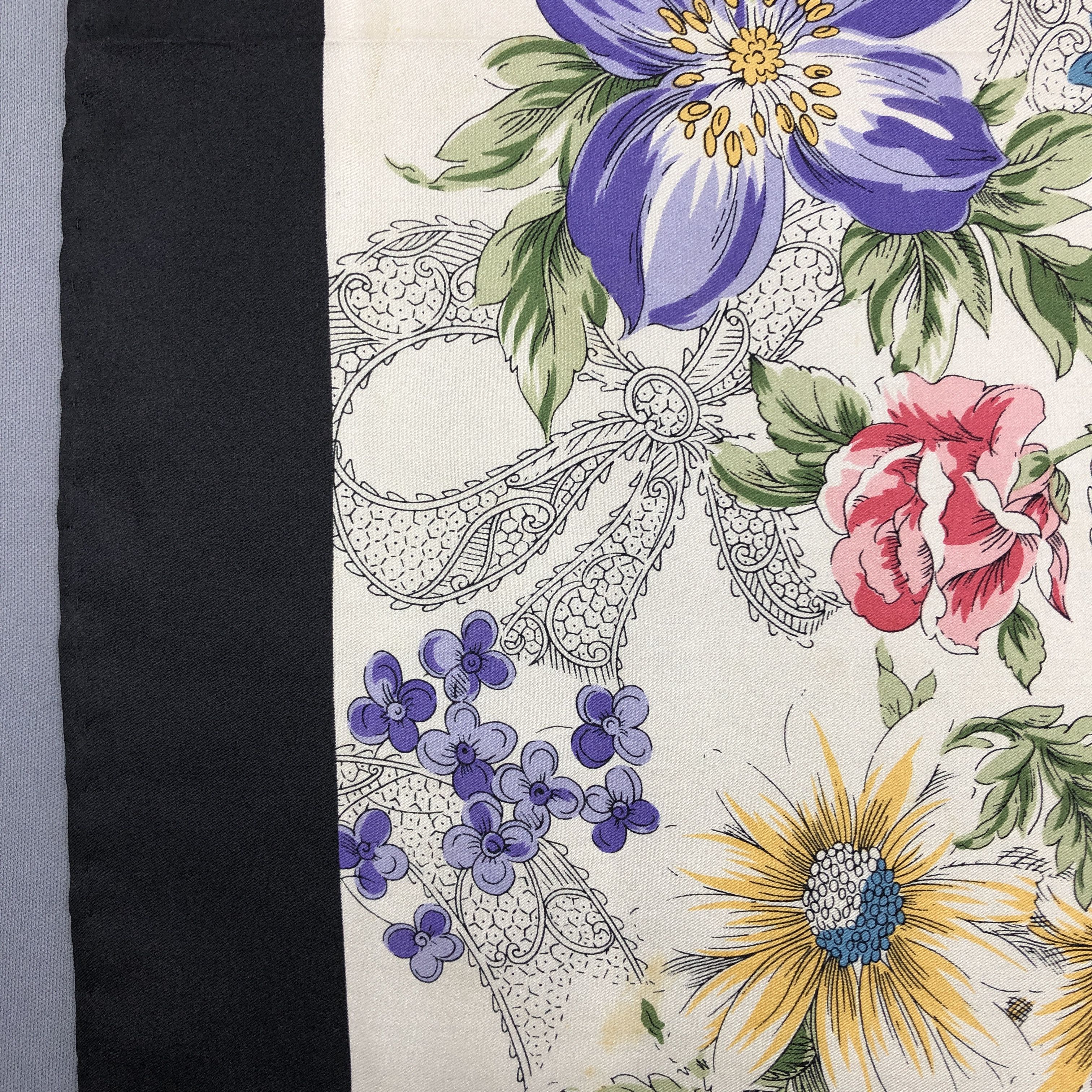 Japanese Brand Vintage Floral English SILK Scarf Twill Stole Wraps Scarves Size ONE SIZE - 3 Thumbnail