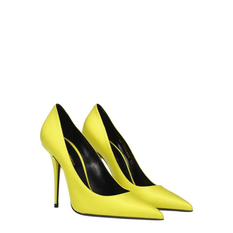 Saint Laurent Paris o1b1hav111224 Instnct 110 Crepe Narcissus Pumps in Yellow Size US 5 / IT 35 - 2 Thumbnail