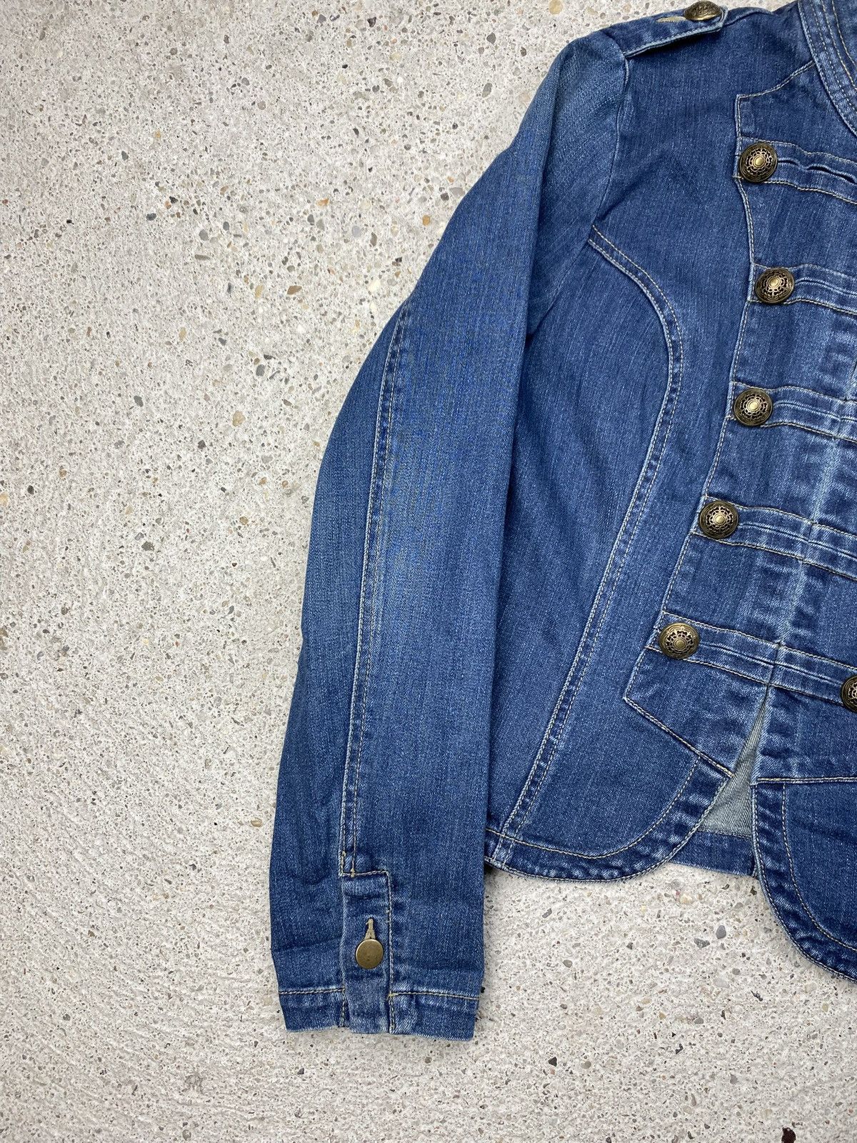 Japanese Brand Vintage napoleon jacket denim blue Size S / US 4 / IT 40 - 2 Thumbnail